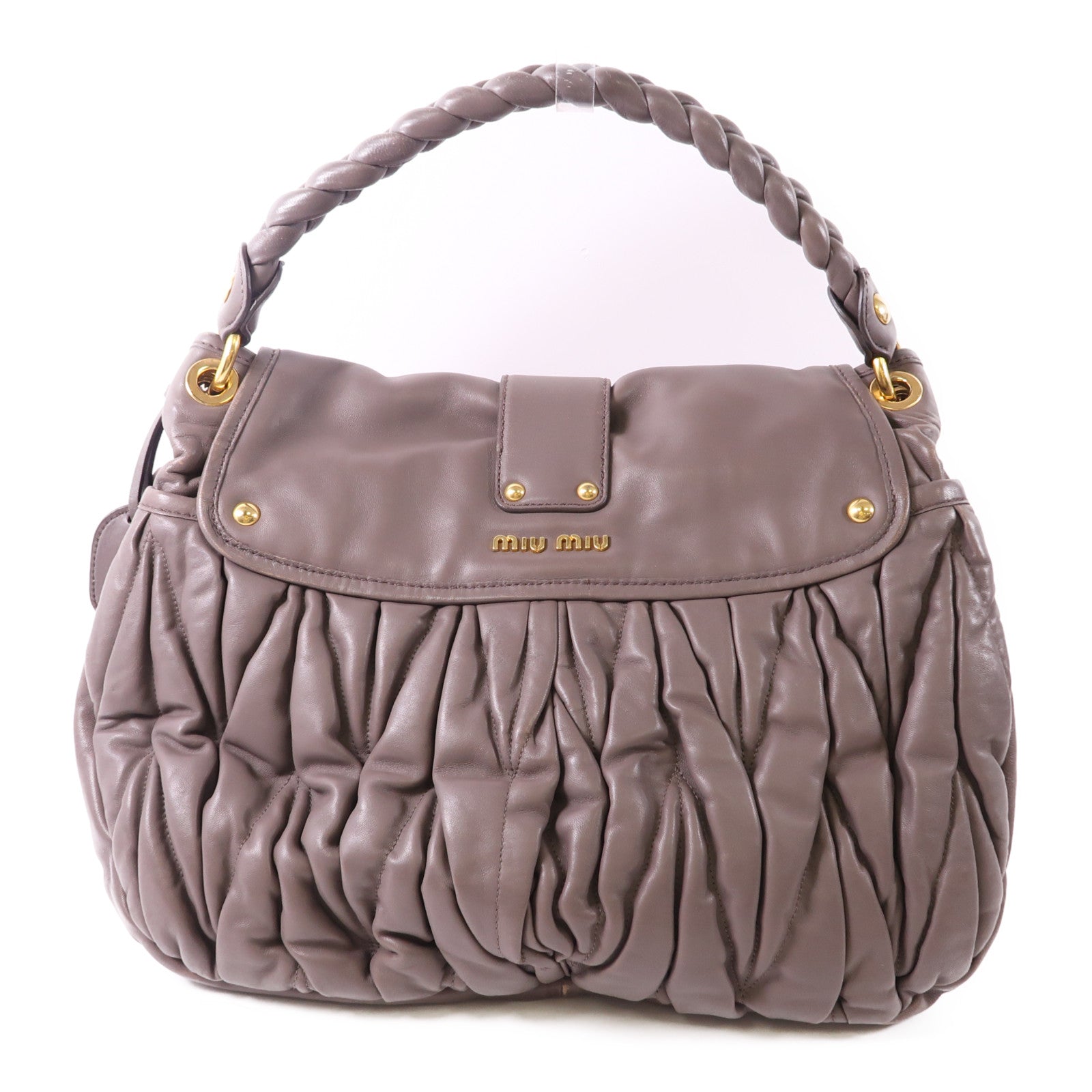 Miu Miu 羊皮皮革Shoulder Bag金扣手挽肩背兩用袋