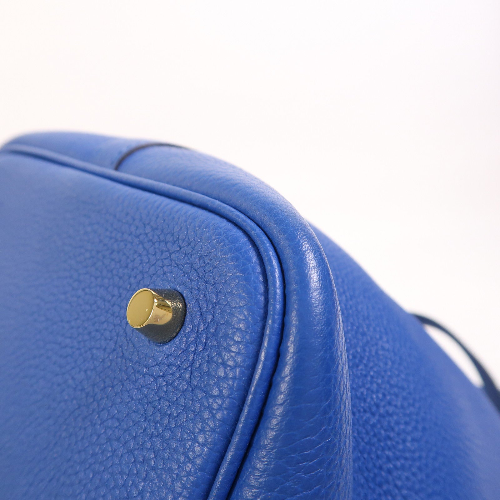 HERMES Clemence皮革Picotin MM金扣手挽袋Bleu France