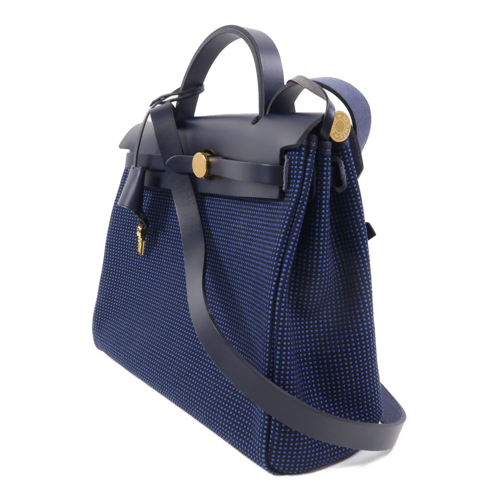 HERMES 帆布Herbag PM手挽肩背兩用袋Bleu Indigo