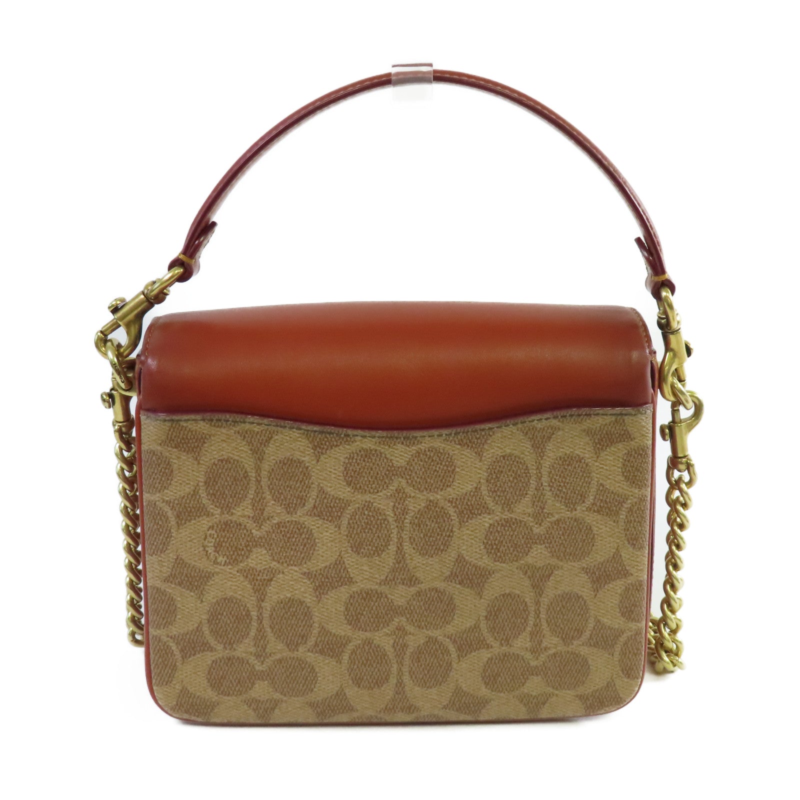 COACH 【激減優惠】塗層帆布/牛皮皮革Marlie Top Handle 2Way Shoulder Bag金扣鏈帶肩背袋啡色