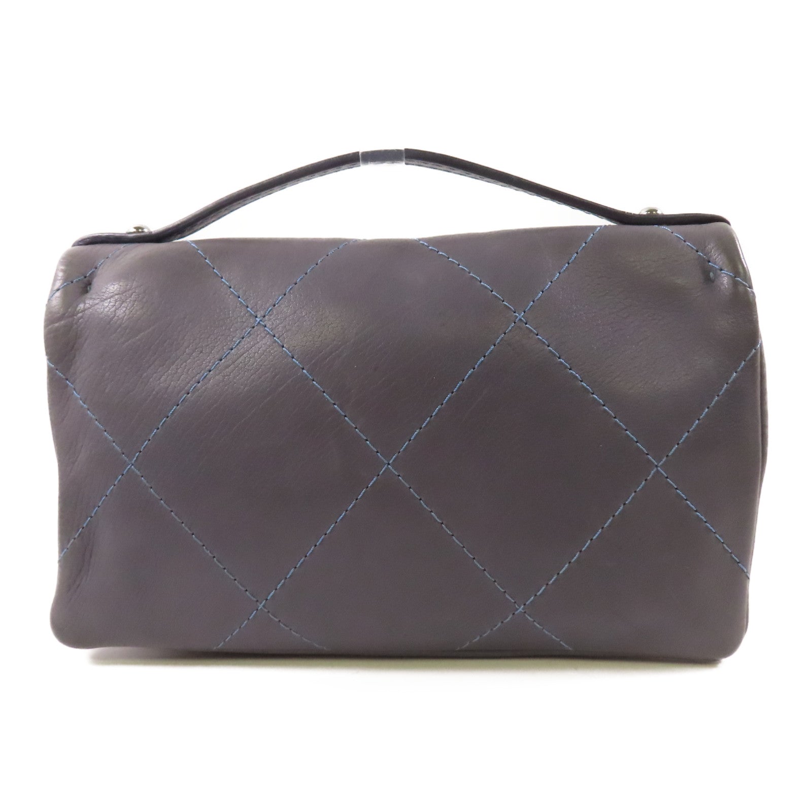 CHANEL 牛皮皮革Chain Shoulder銀扣手挽肩背兩用袋