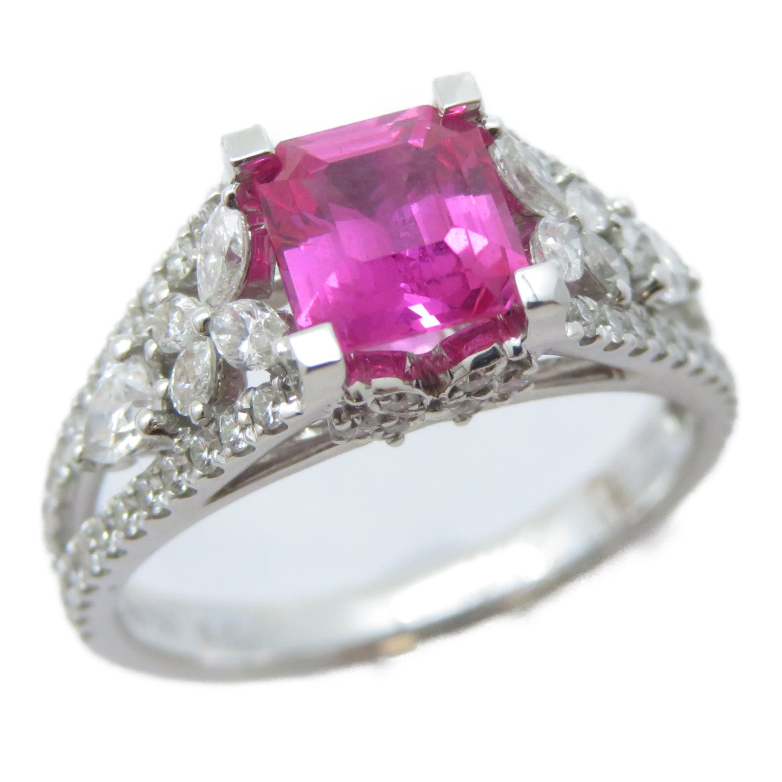 JEWELRY 18K白金Sapphire Ring 1.09ct紅寶石/0.33ct鑽石戒指US#5.75