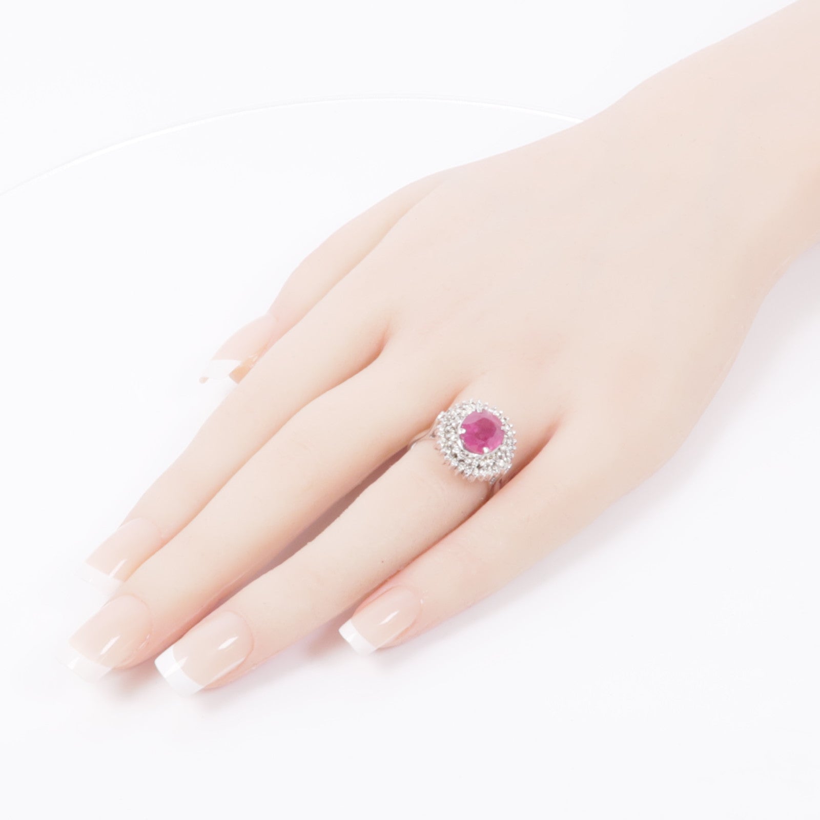 JEWELRY 【激減優惠】18K白金Ruby Ring紅寶石/鑽石戒指US#7.25