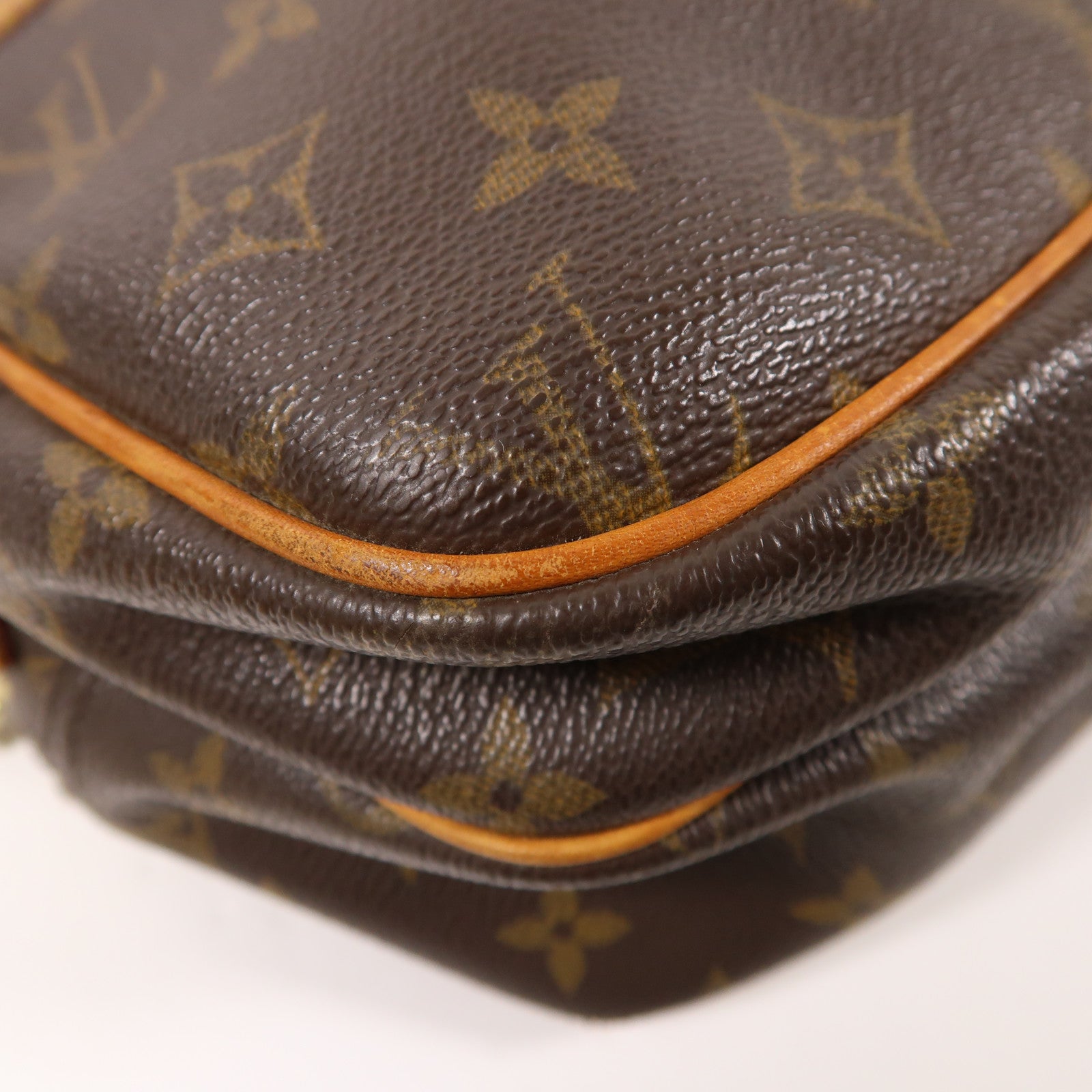 LOUIS VUITTON Monogram Reporter PM金扣肩背袋棕色