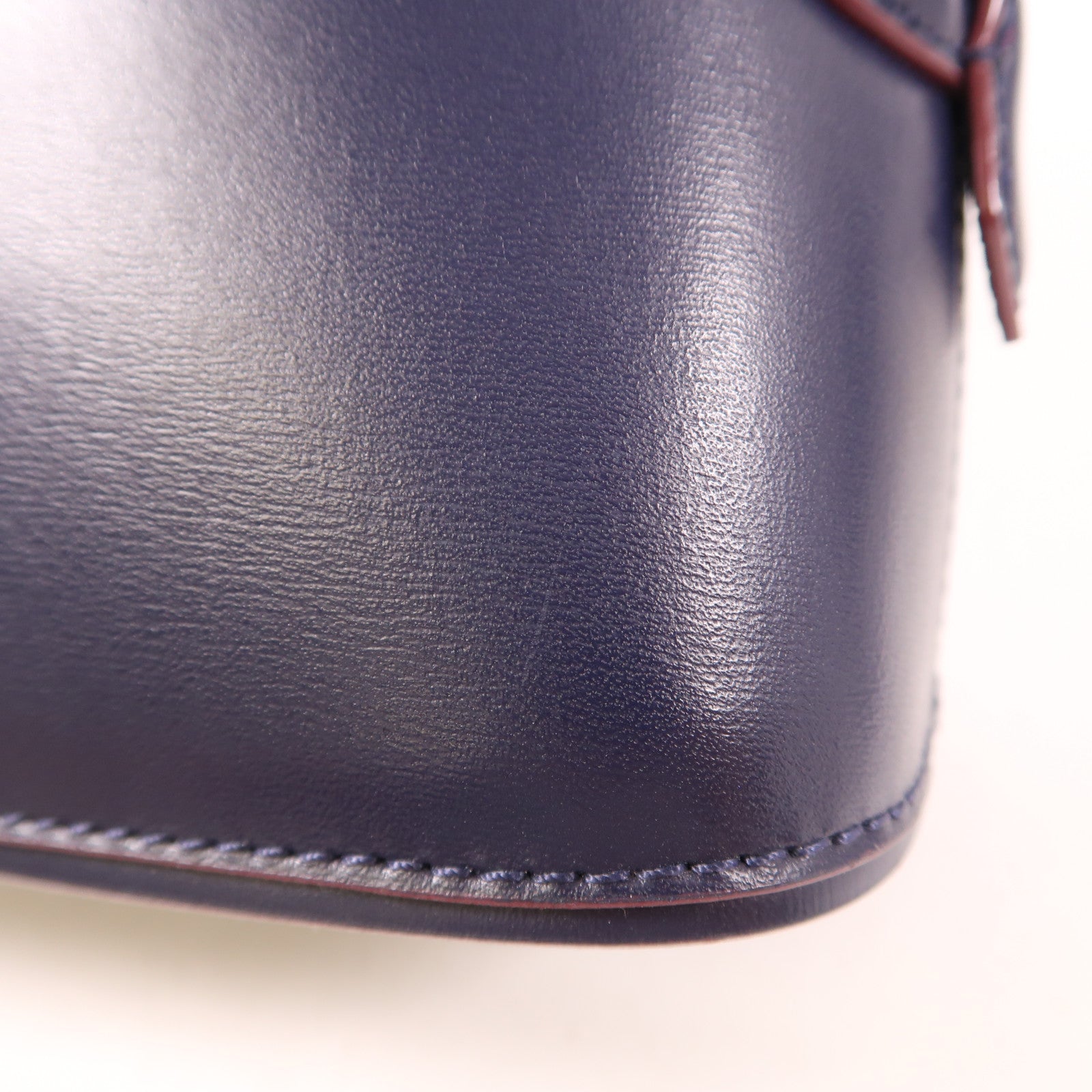 MCM GHW 2 Way Shoulder Hand Bag Calfskin Leather Blue