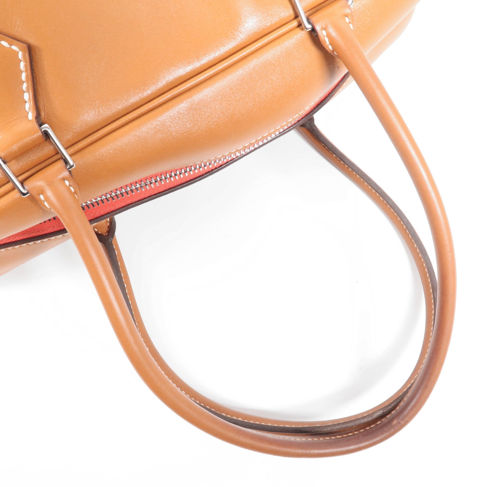 HERMES Butler皮革Plume Pop 32銀扣手挽袋Naturel