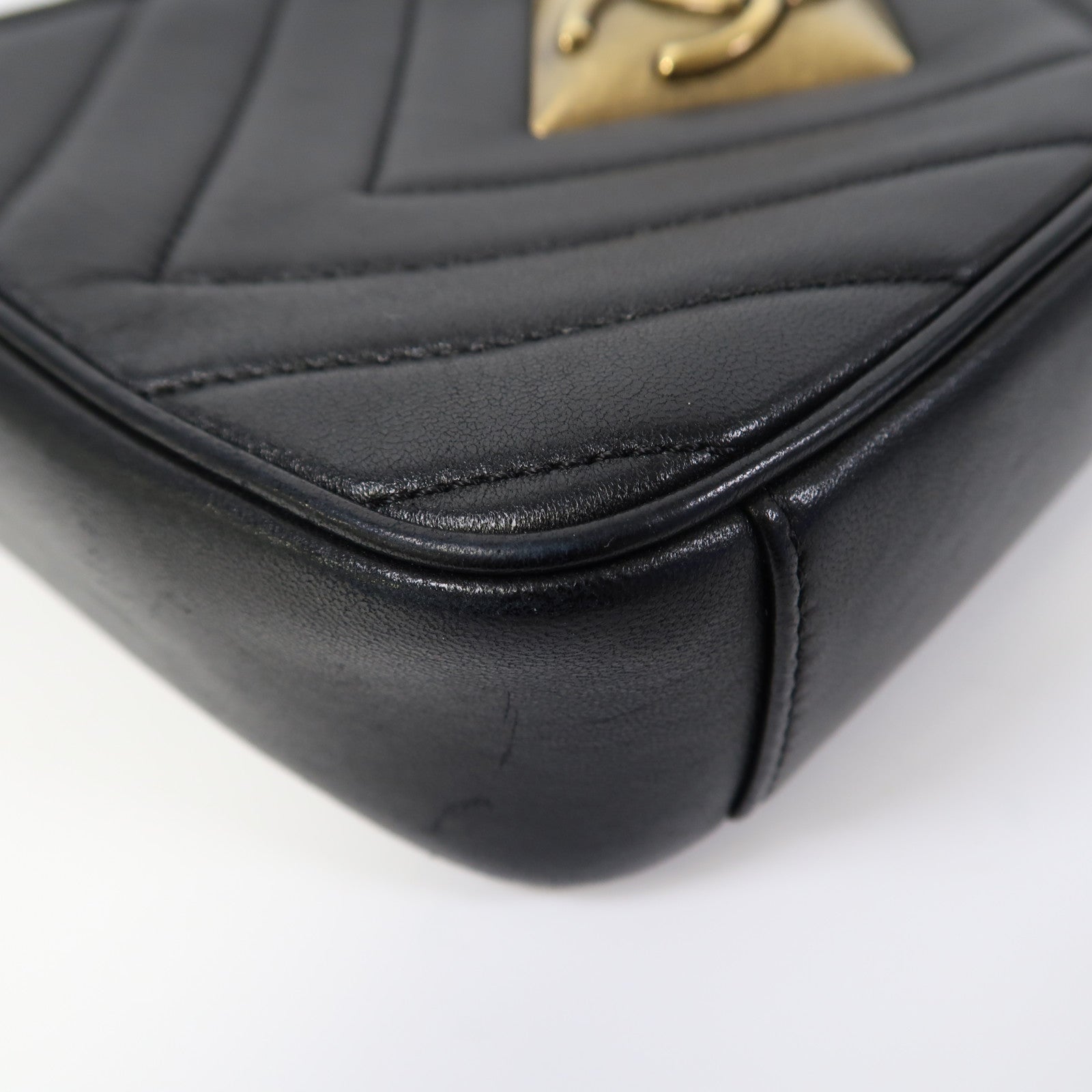 CHANEL 【激減優惠】羊皮皮革Chain Shoulder金扣鏈帶肩背袋黑色