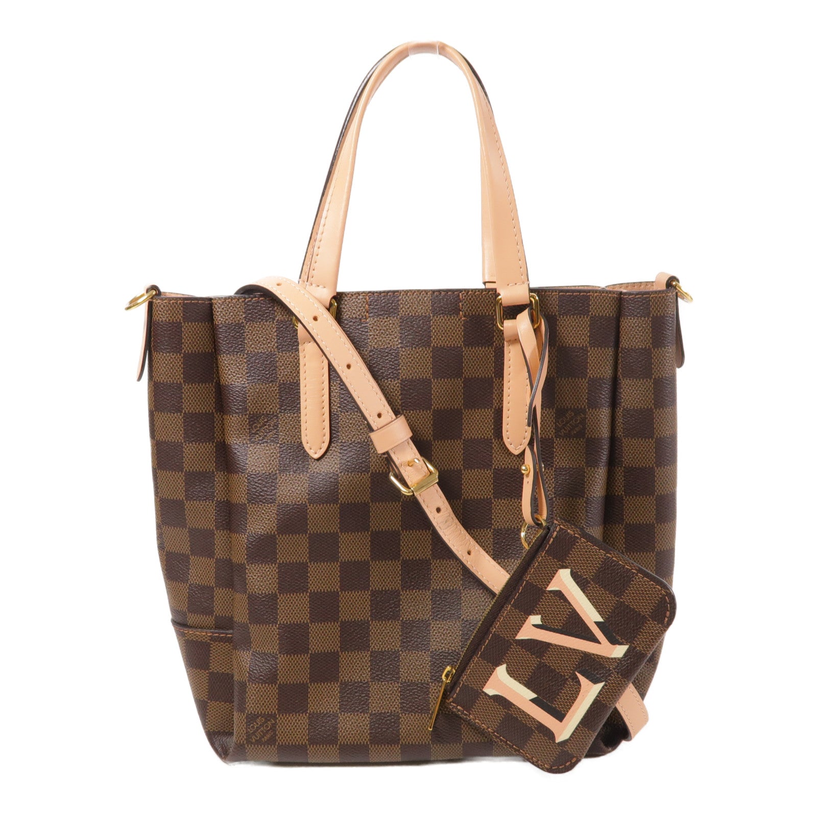 LOUIS VUITTON Damier Belmont NV PM金扣手挽肩背兩用袋