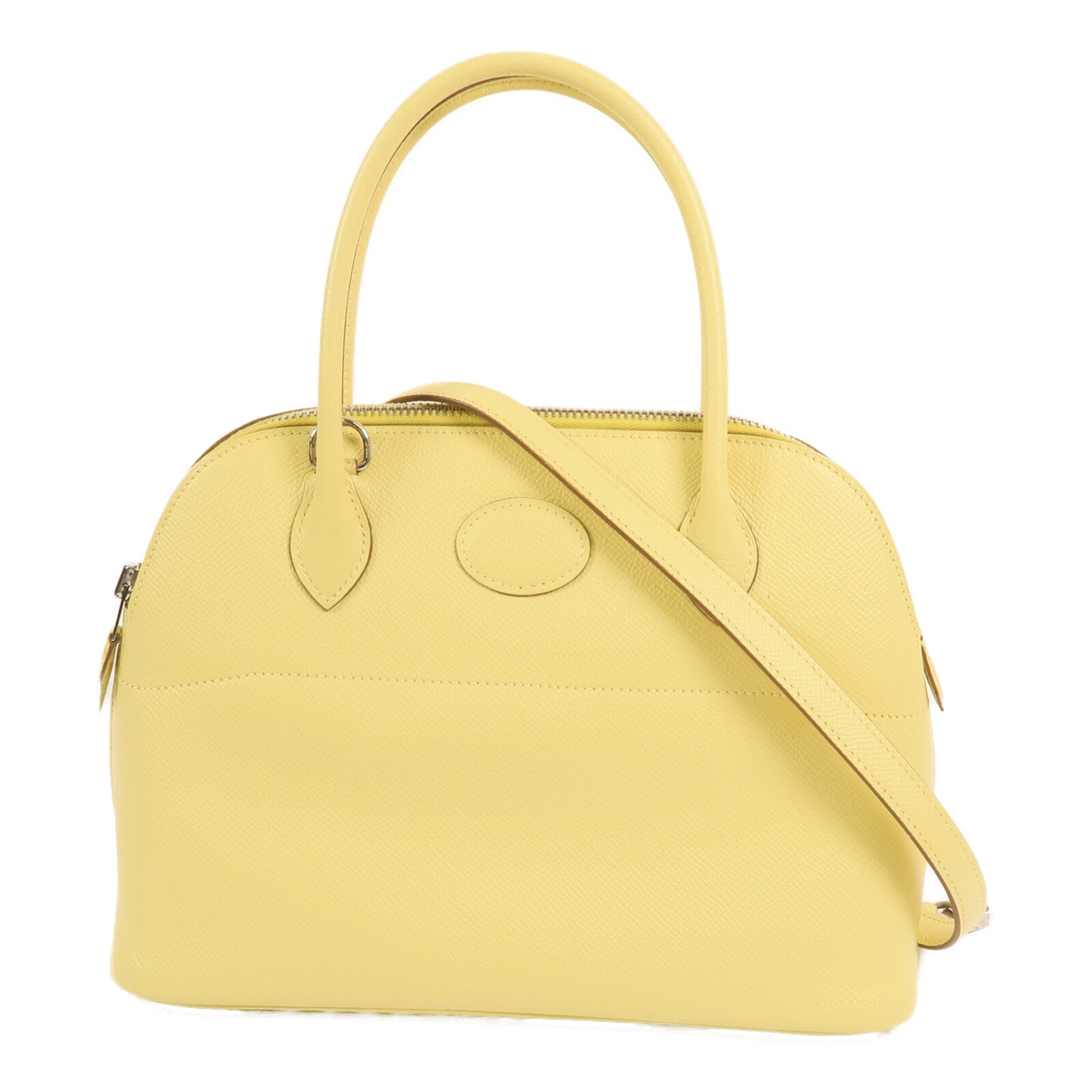 HERMES Epsom皮革Bolide 27銀扣手挽肩背兩用袋Jaune Poussin