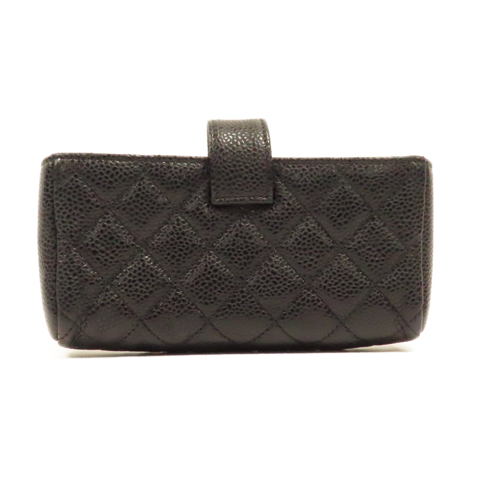 CHANEL **【激減優惠】菱格Caviar皮革Case金扣手機套黑色
