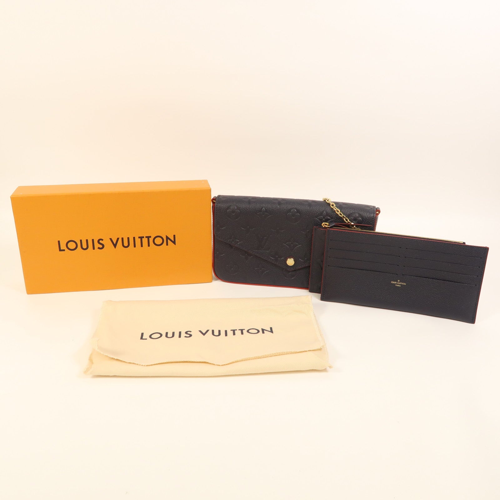 LOUIS VUITTON Monogram Empreinte Pochette Felicie金扣鏈帶肩背袋