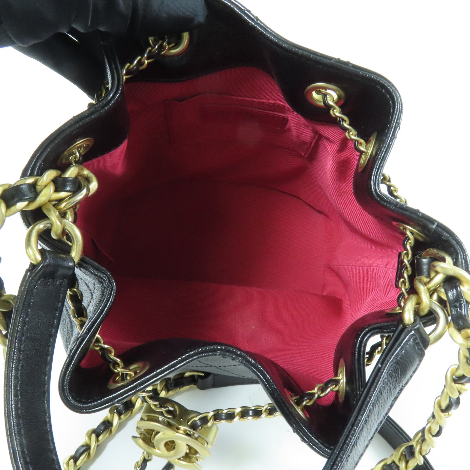 CHANEL 牛皮皮革Bucket Bag金扣手挽肩背兩用袋