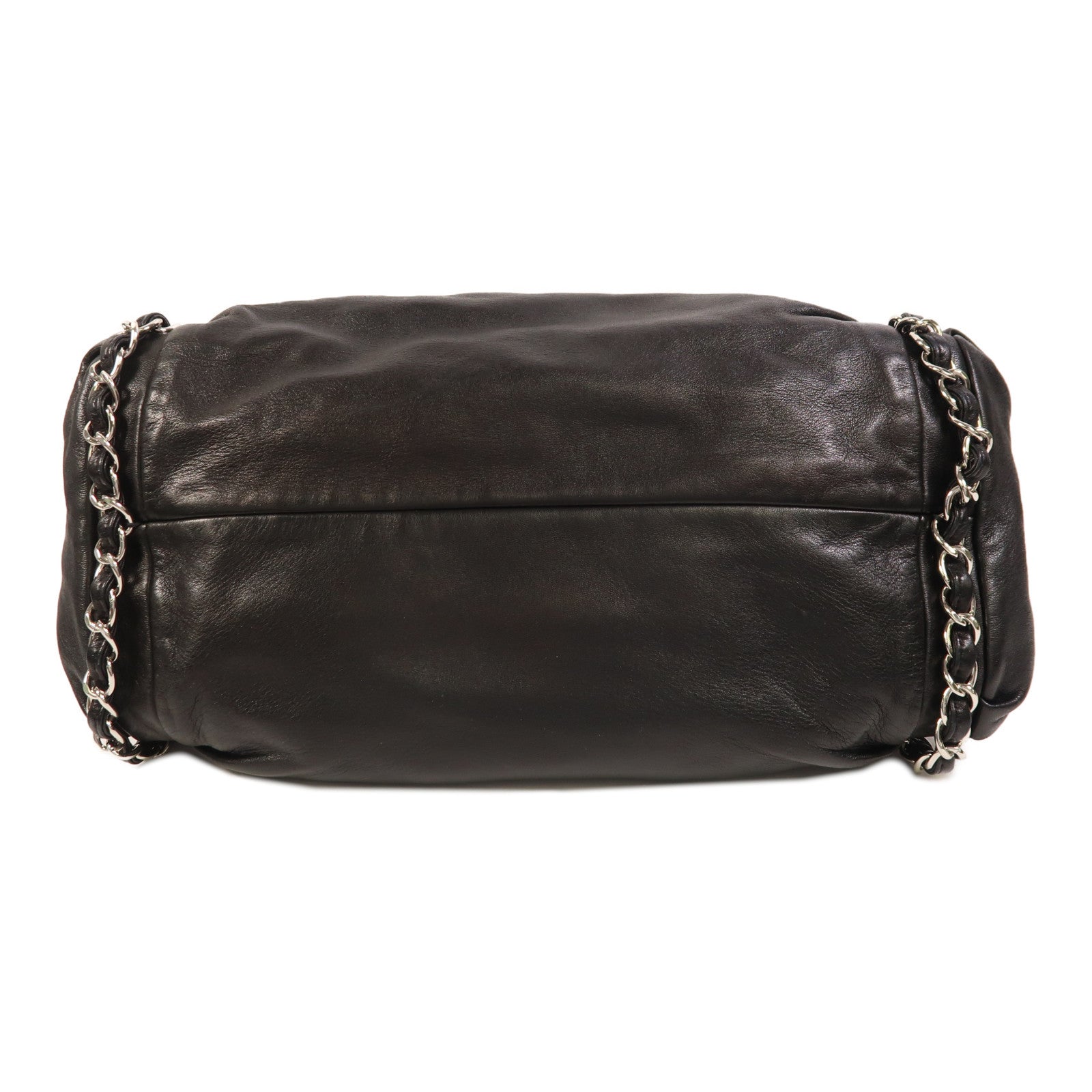 CHANEL 羊皮皮革Chain Shoulder銀扣鏈帶肩背袋