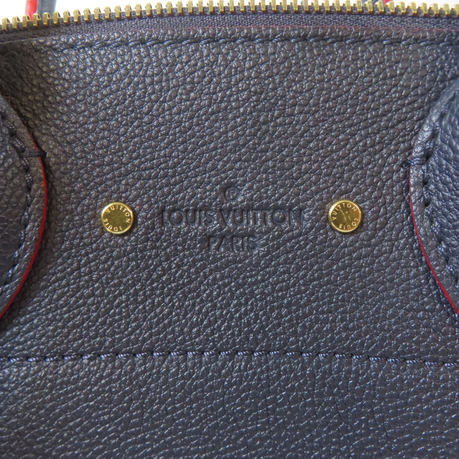 LOUIS VUITTON Monogram Empreinte Pont Neuf MM金扣手挽肩背兩用袋深藍色