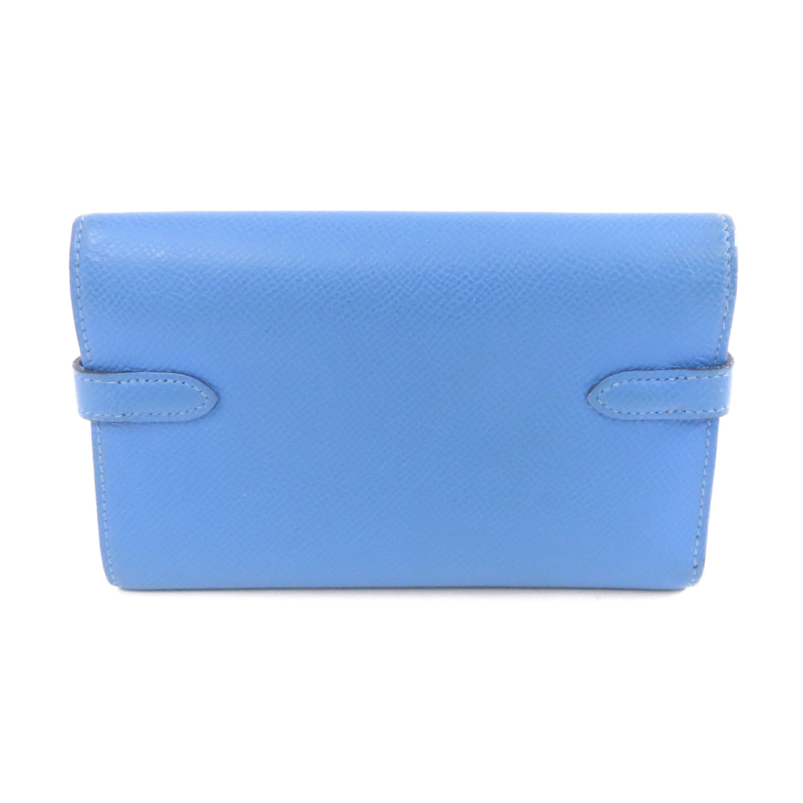 HERMES 【激減優惠】Epsom皮革Kelly Compact Wallet金扣錢包Blue Paradis/藍色