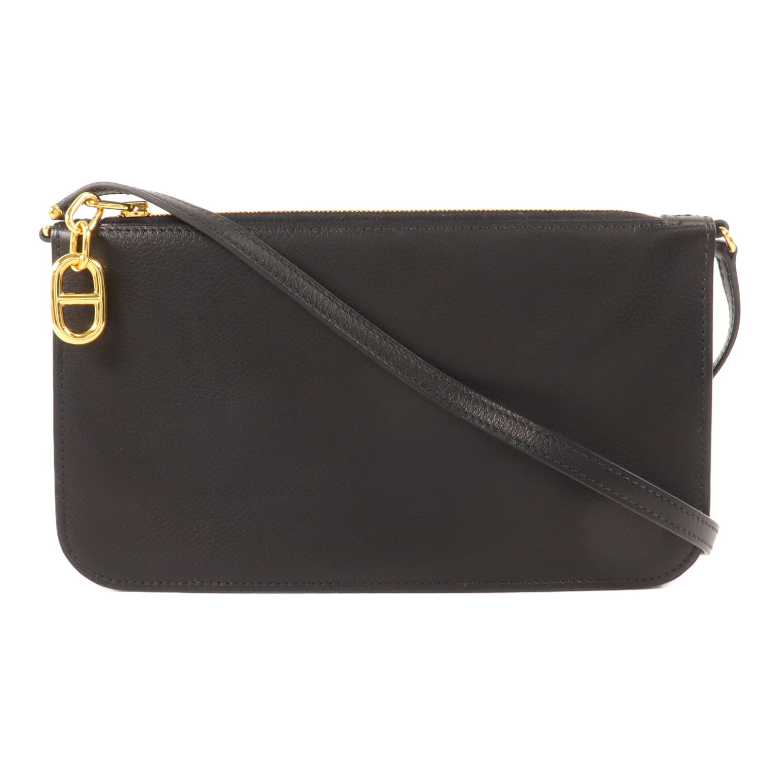HERMES Evergrain皮革Zipengo Chaine d'Ancre To Go Pouch肩背袋Noir