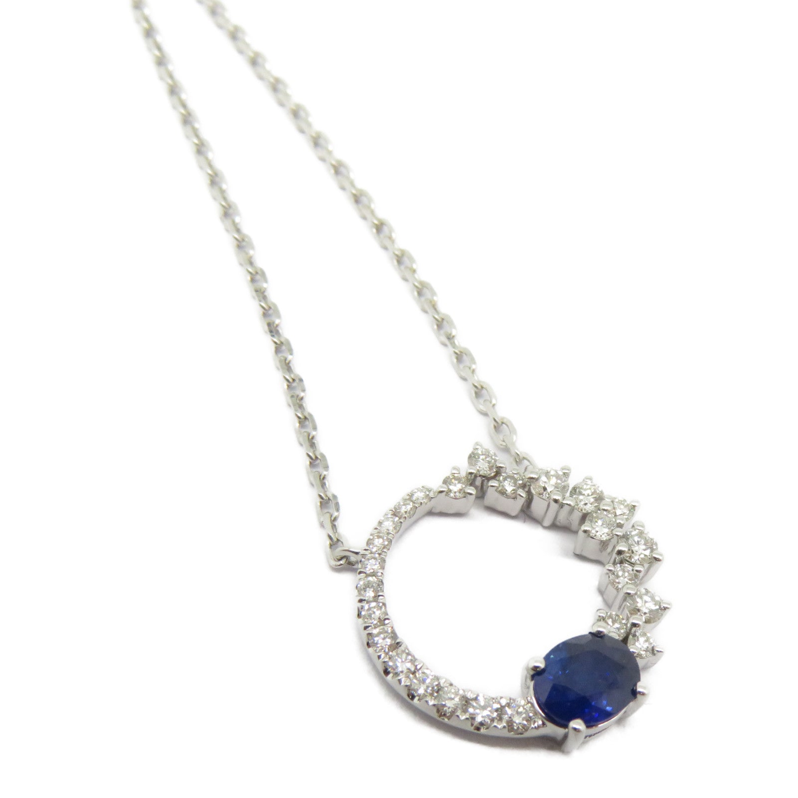 JEWELRY 【激減優惠】18K白金Sapphire Necklace 0.442ct藍寶石/0.27ct鑽石項鍊藍色/銀色
