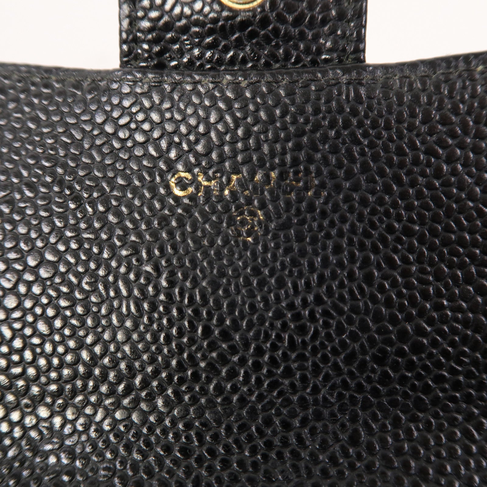 CHANEL Caviar皮革Long Wallet金扣長錢包黑色