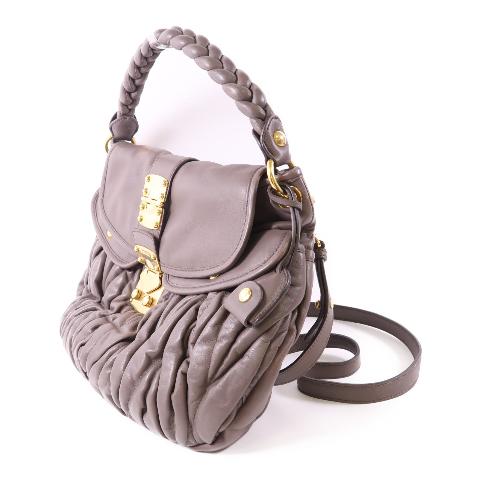 Miu Miu 羊皮皮革Shoulder Bag金扣手挽肩背兩用袋