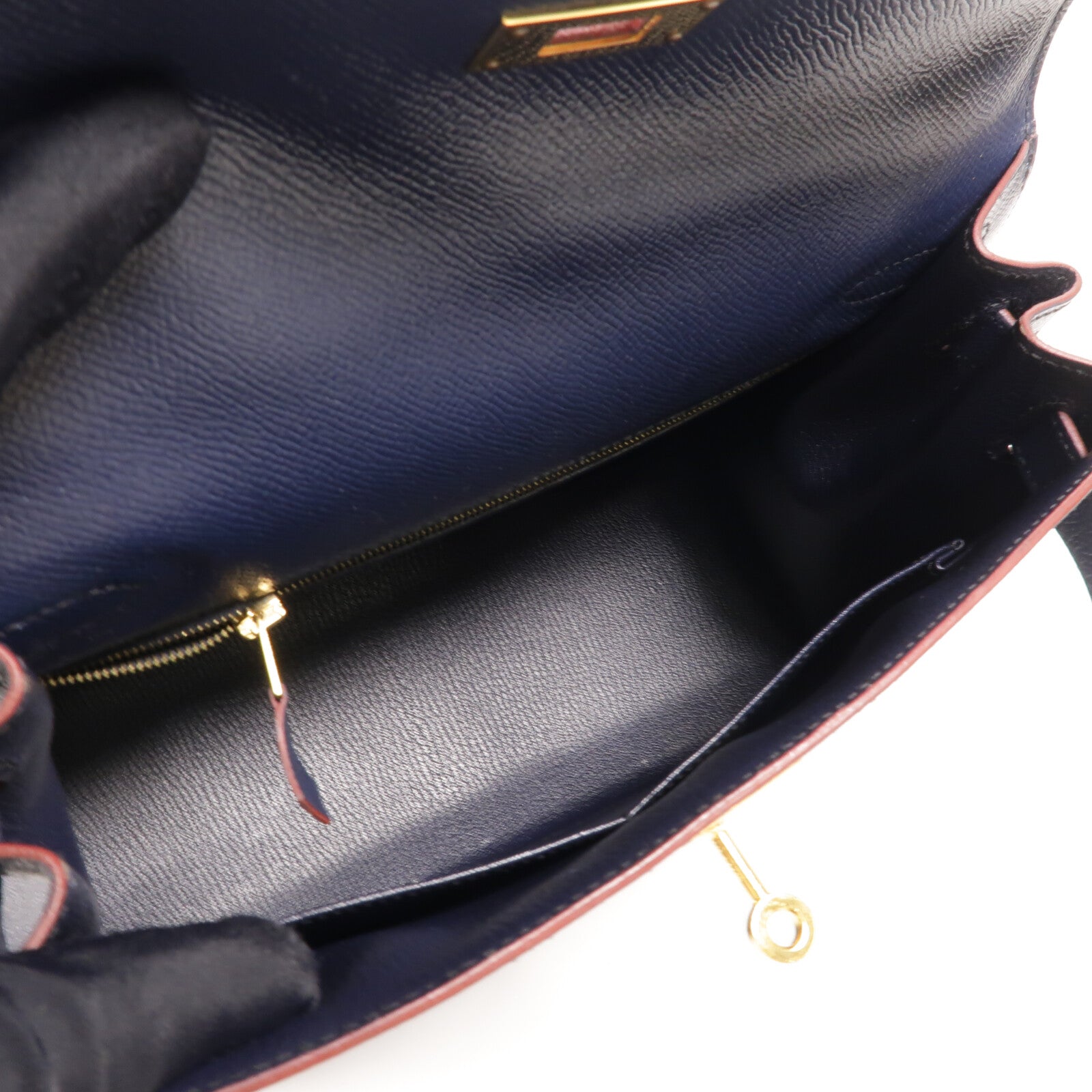 HERMES Epsom皮革Kelly 28手挽肩背兩用袋Bleu Indigo