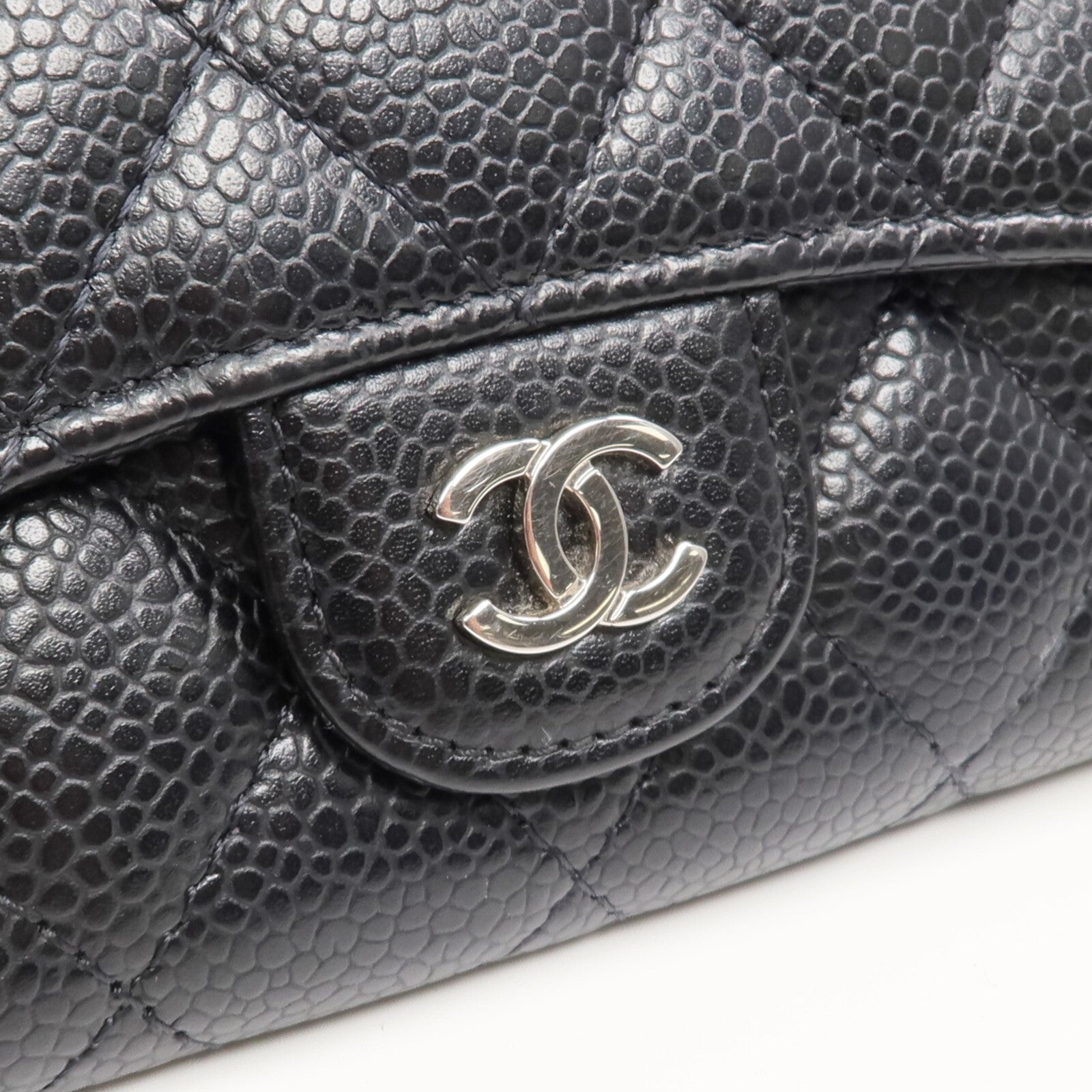 CHANEL 牛皮皮革Card Case銀扣卡片套