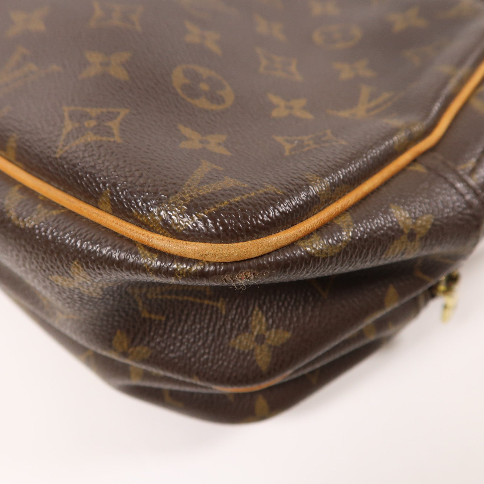 LOUIS VUITTON Monogram Reporter PM金扣肩背袋棕色