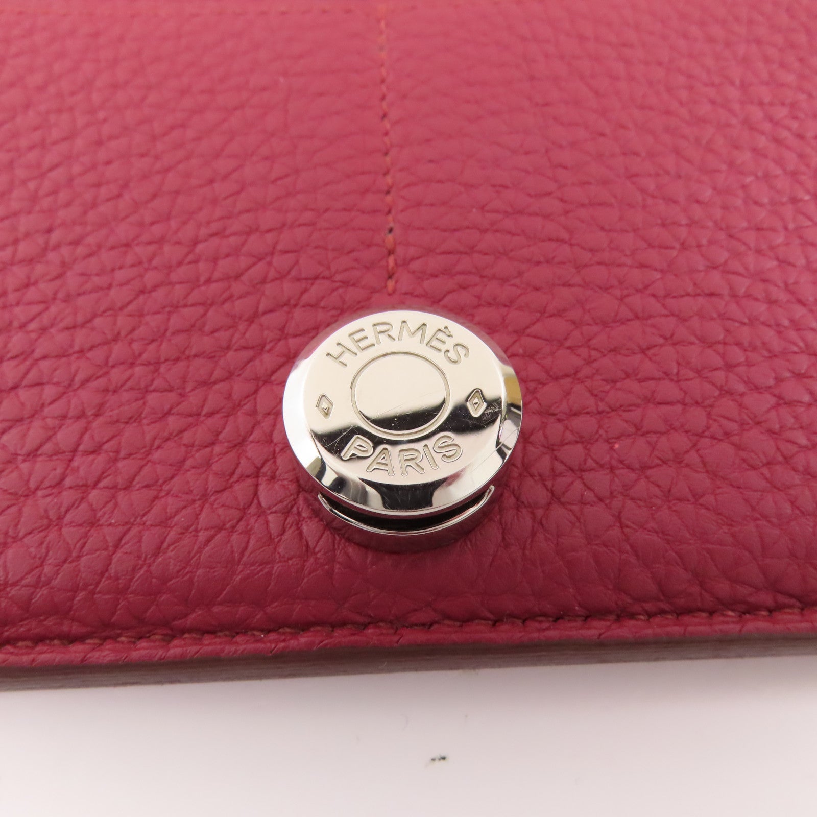 HERMES PHW Dogon GM Long Wallet Clemence Leather B5 Rubis