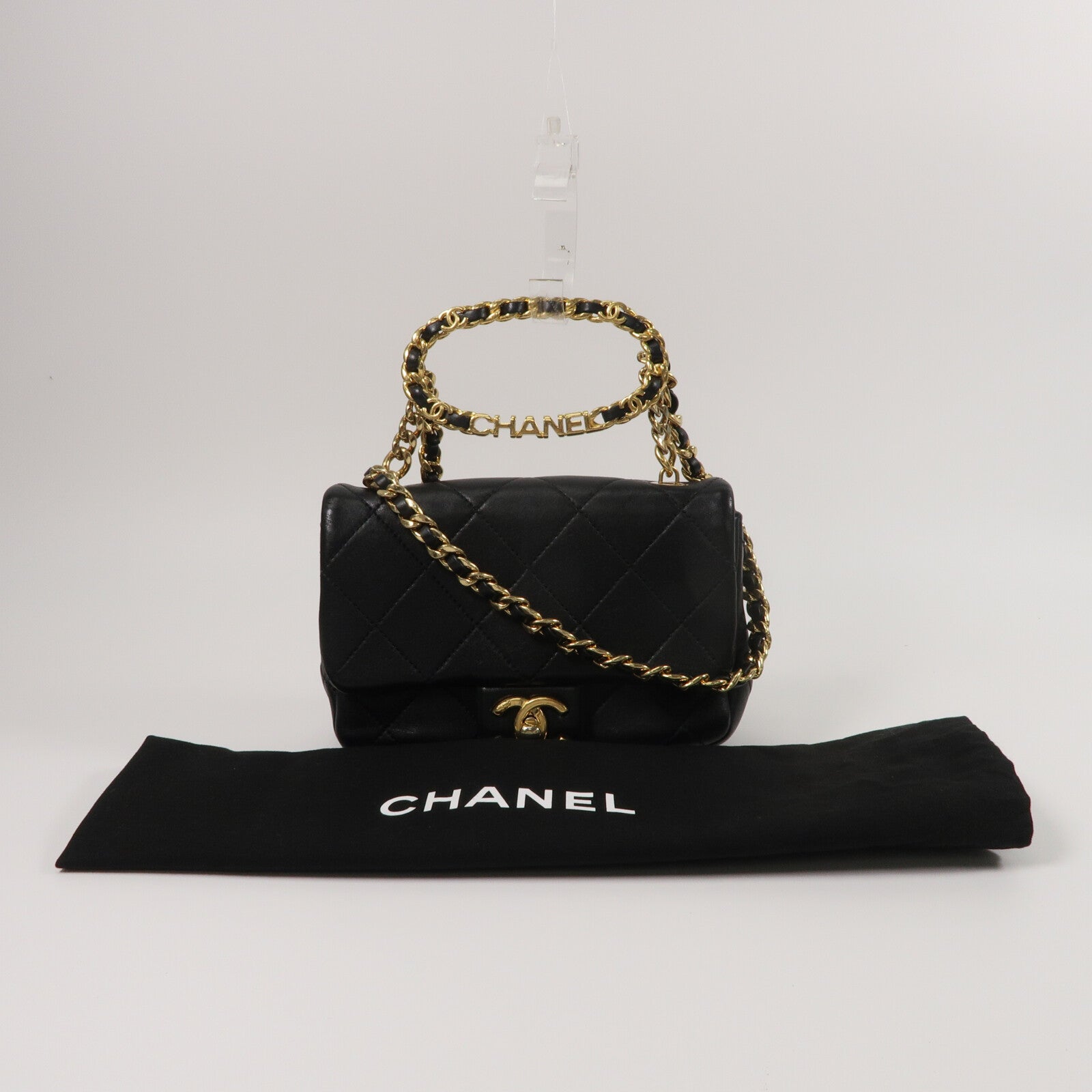 CHANEL 牛皮皮革Shoulder Bag鏈帶手挽肩背兩用袋