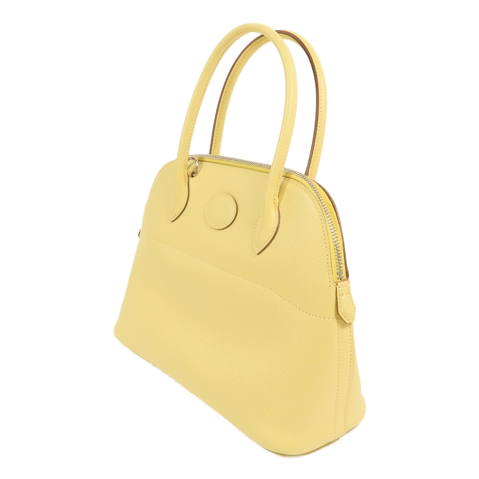 HERMES Epsom皮革Bolide 27銀扣手挽肩背兩用袋Jaune Poussin