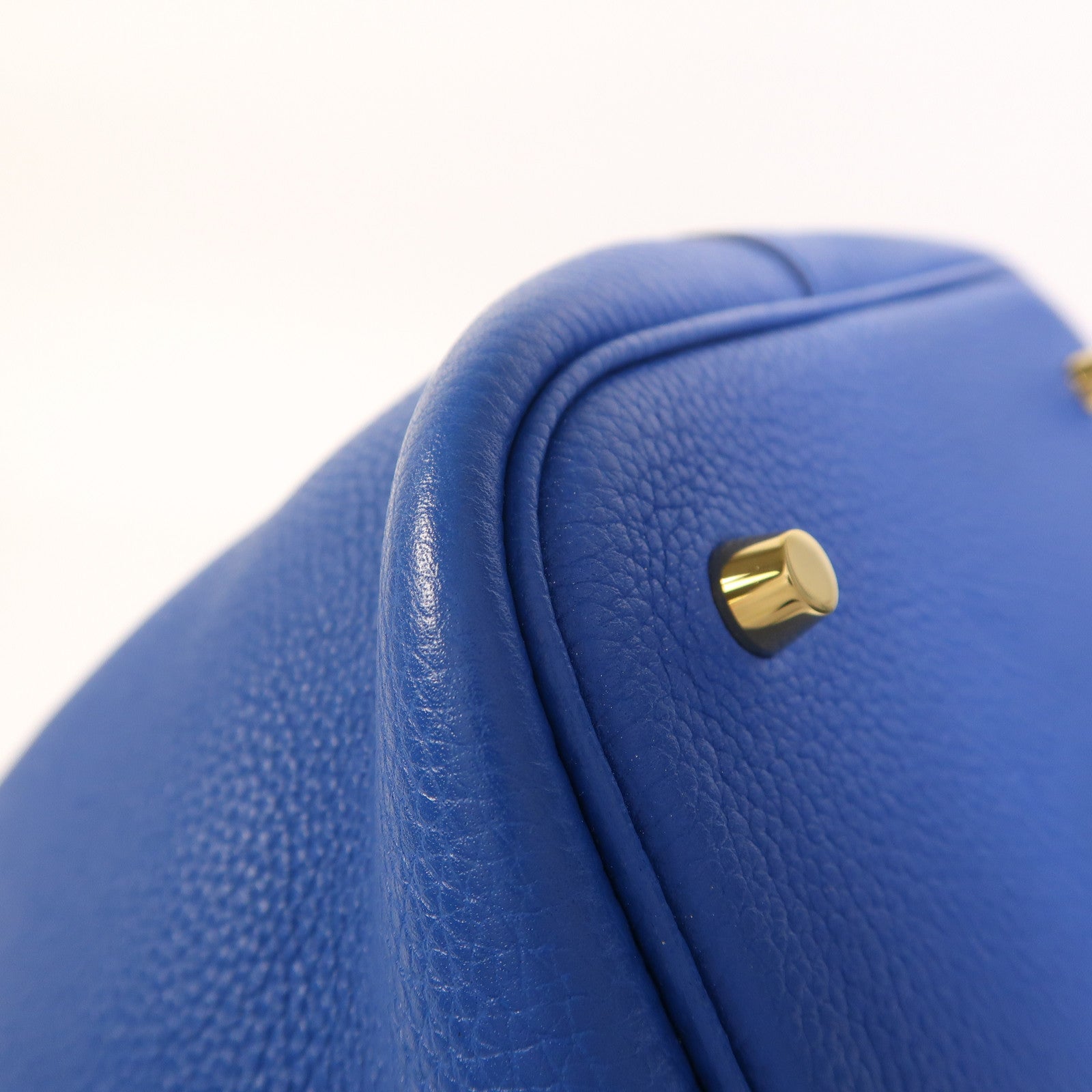 HERMES Clemence皮革Picotin MM金扣手挽袋Bleu France