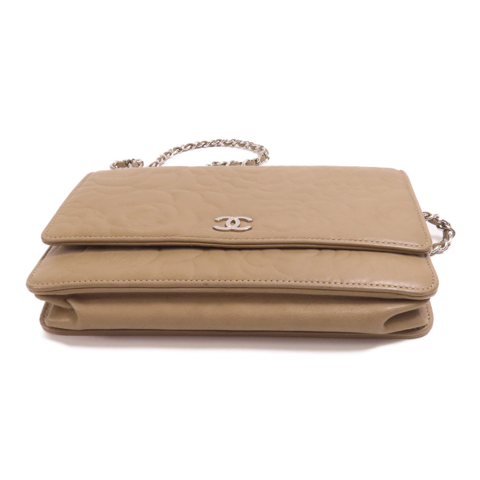 CHANEL 羊皮皮革WOC 19cm銀扣鏈帶肩背袋