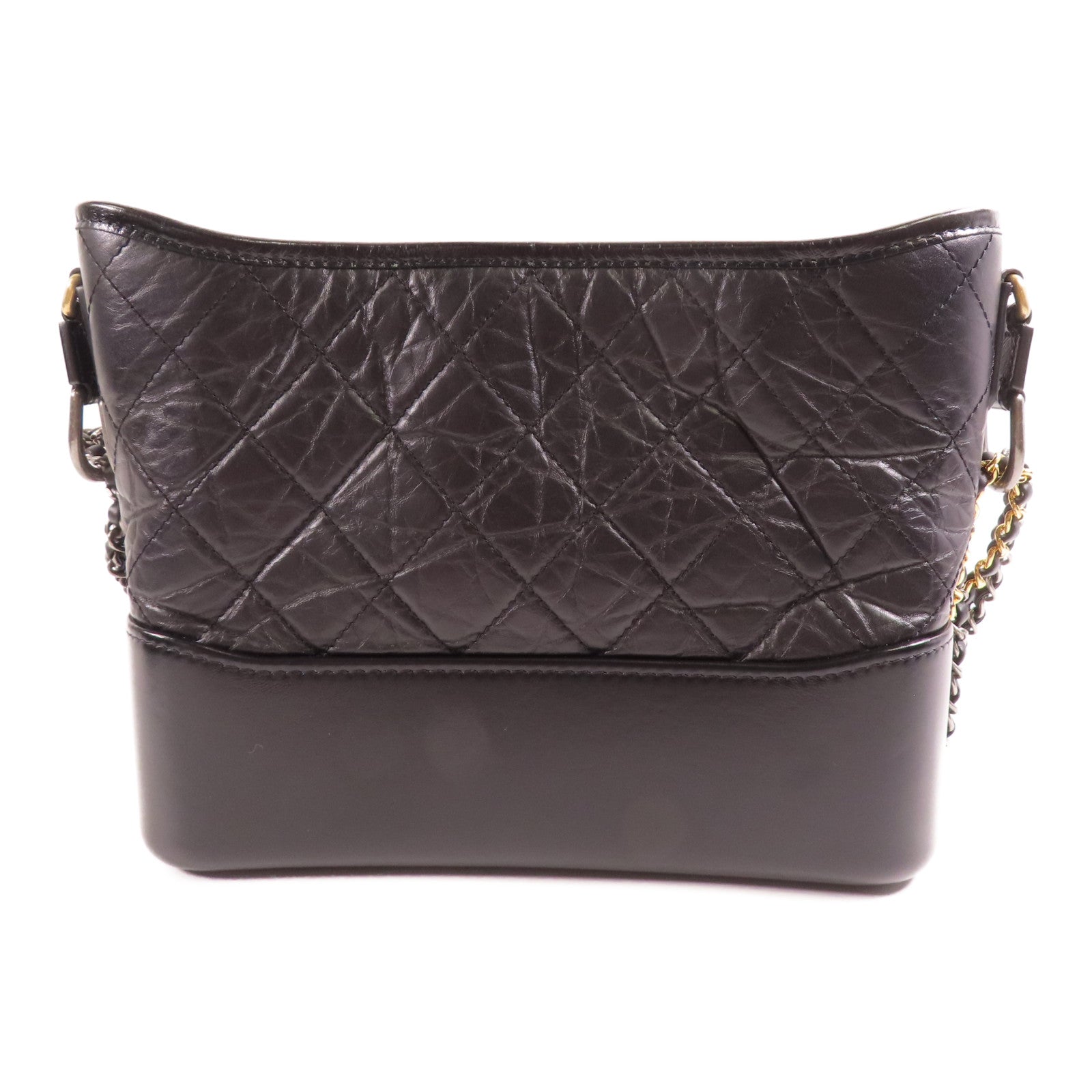 CHANEL CC GHW Garbrielle Medium Chain Shoulder Bag Calfskin Leather Black