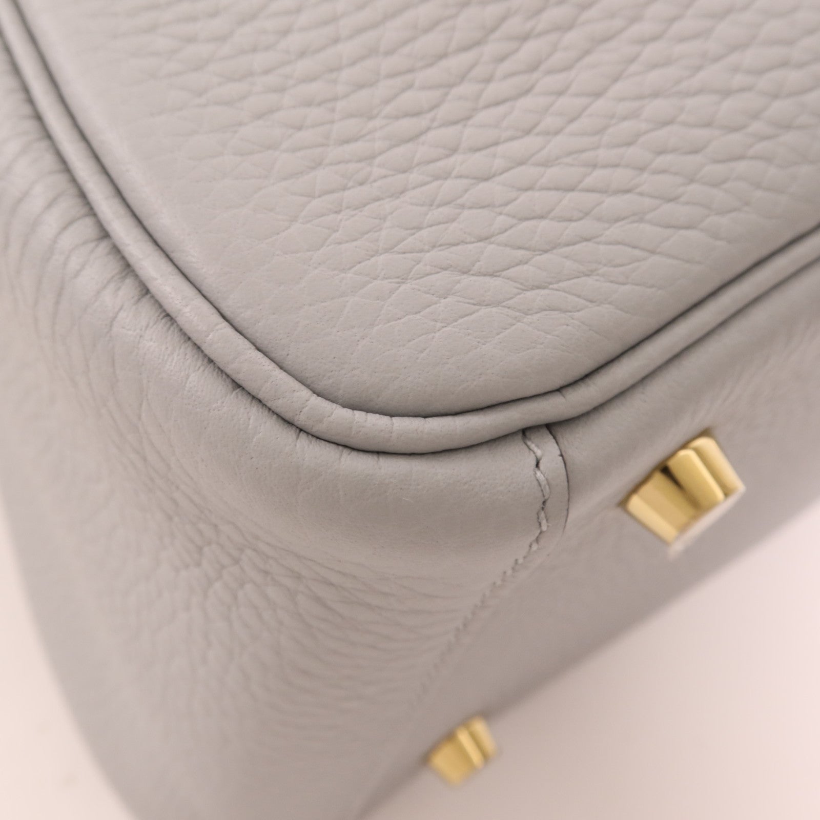 HERMES Clemence皮革Lindy 26金扣手挽肩背兩用袋Blue Glacier