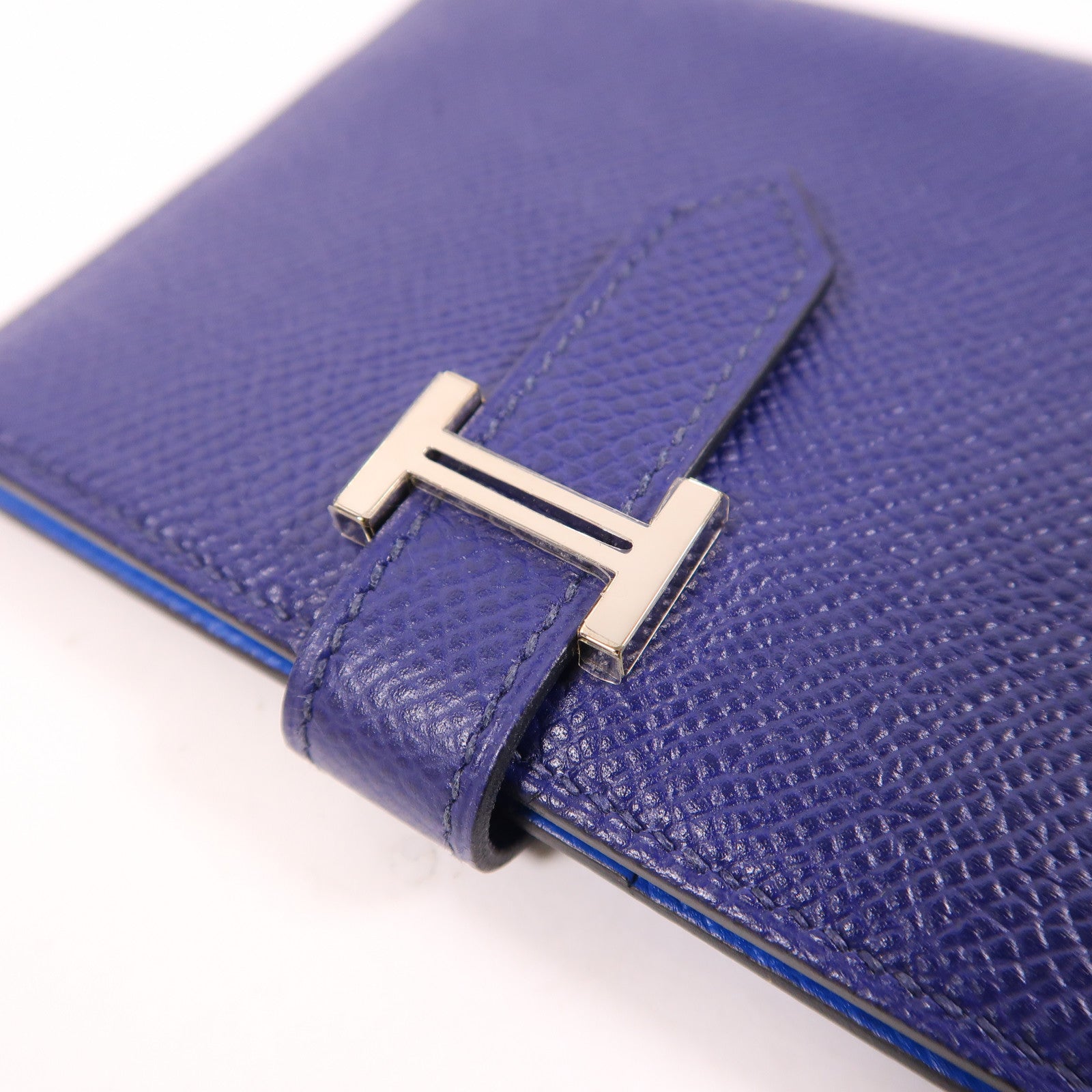 HERMES Epsom皮革Bearn Wallet銀扣錢包Deep Bleu/Bleu Electrique