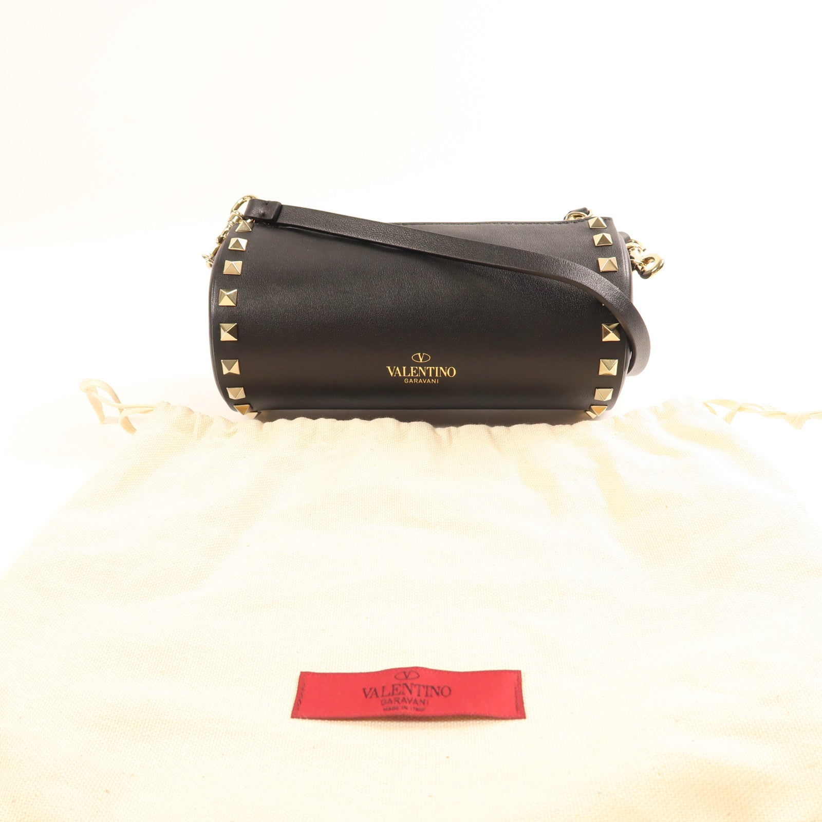Valentino 牛皮皮革Shoulder Bag金扣肩背袋
