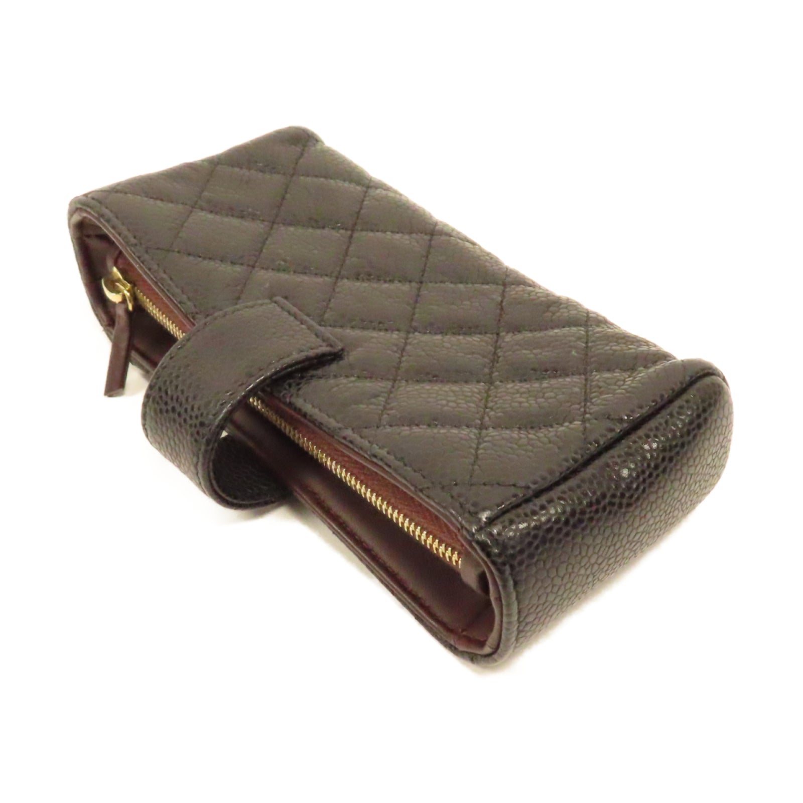 CHANEL **【激減優惠】菱格Caviar皮革Case金扣手機套黑色