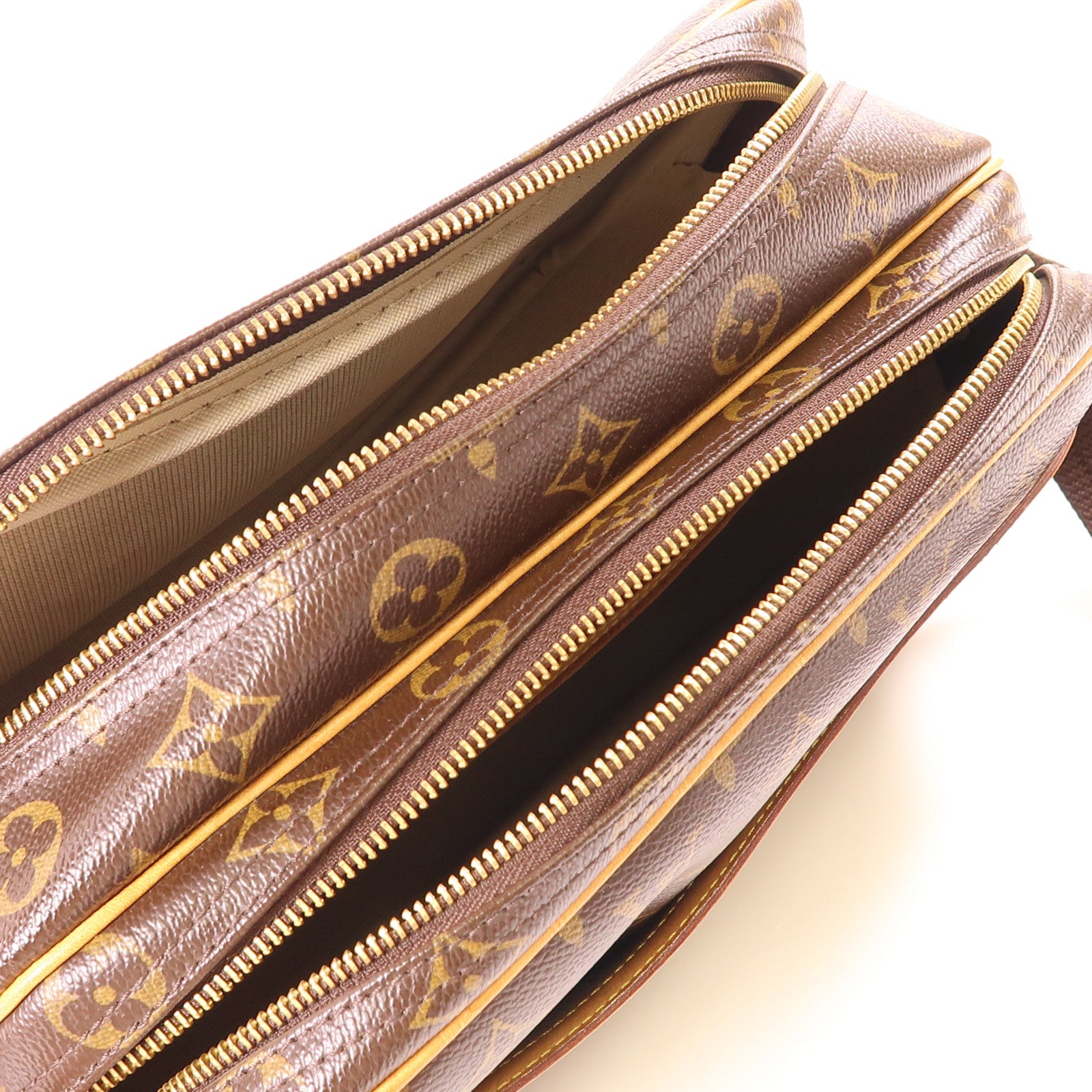 LOUIS VUITTON Monogram Reporter PM金扣肩背袋棕色