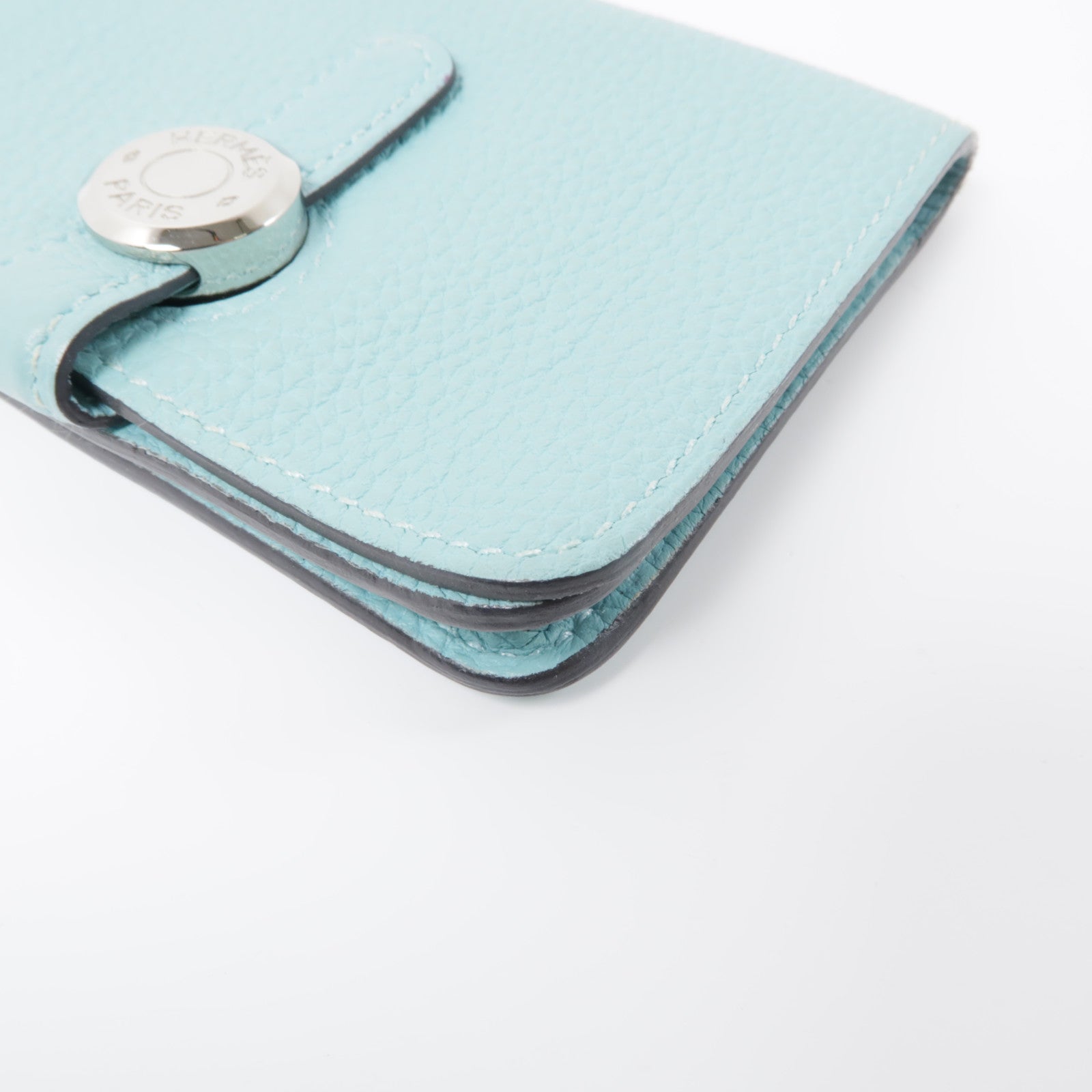 HERMES Togo皮革Dogon Card Case銀扣卡片套淺藍色