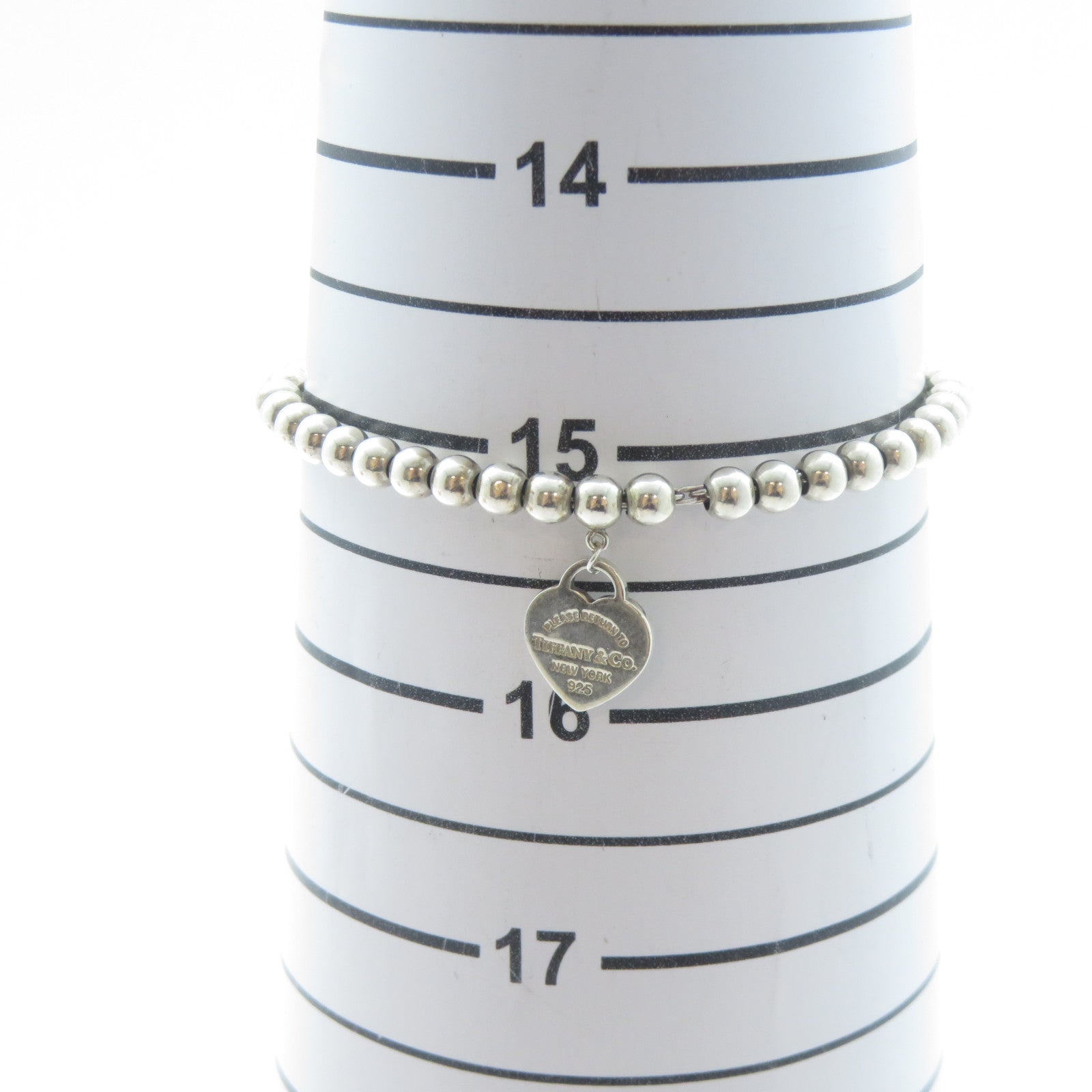 TIFFANY＆CO 925純銀Heart Tag Bead Bracelet手鏈