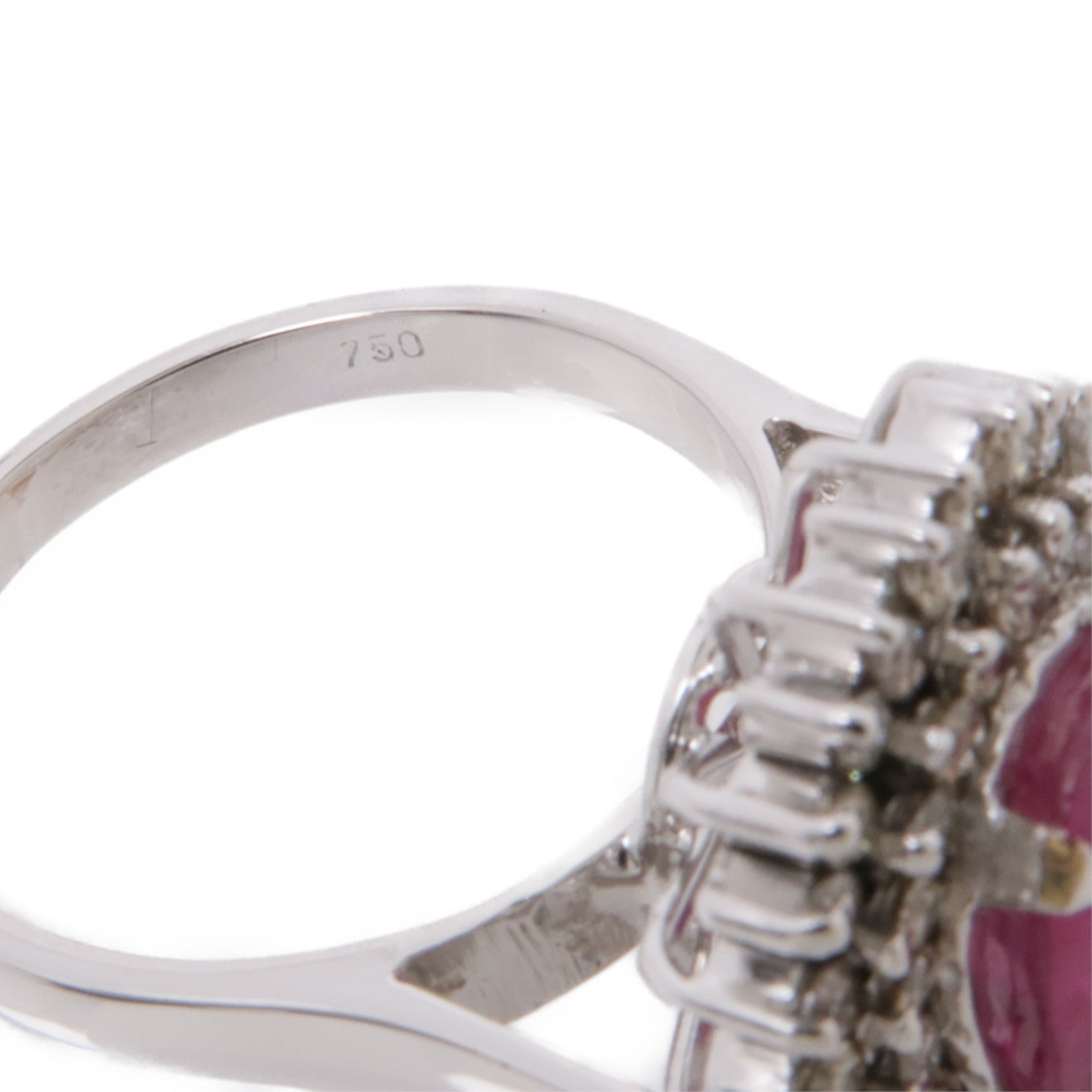 JEWELRY 【激減優惠】18K白金Ruby Ring紅寶石/鑽石戒指US#7.25