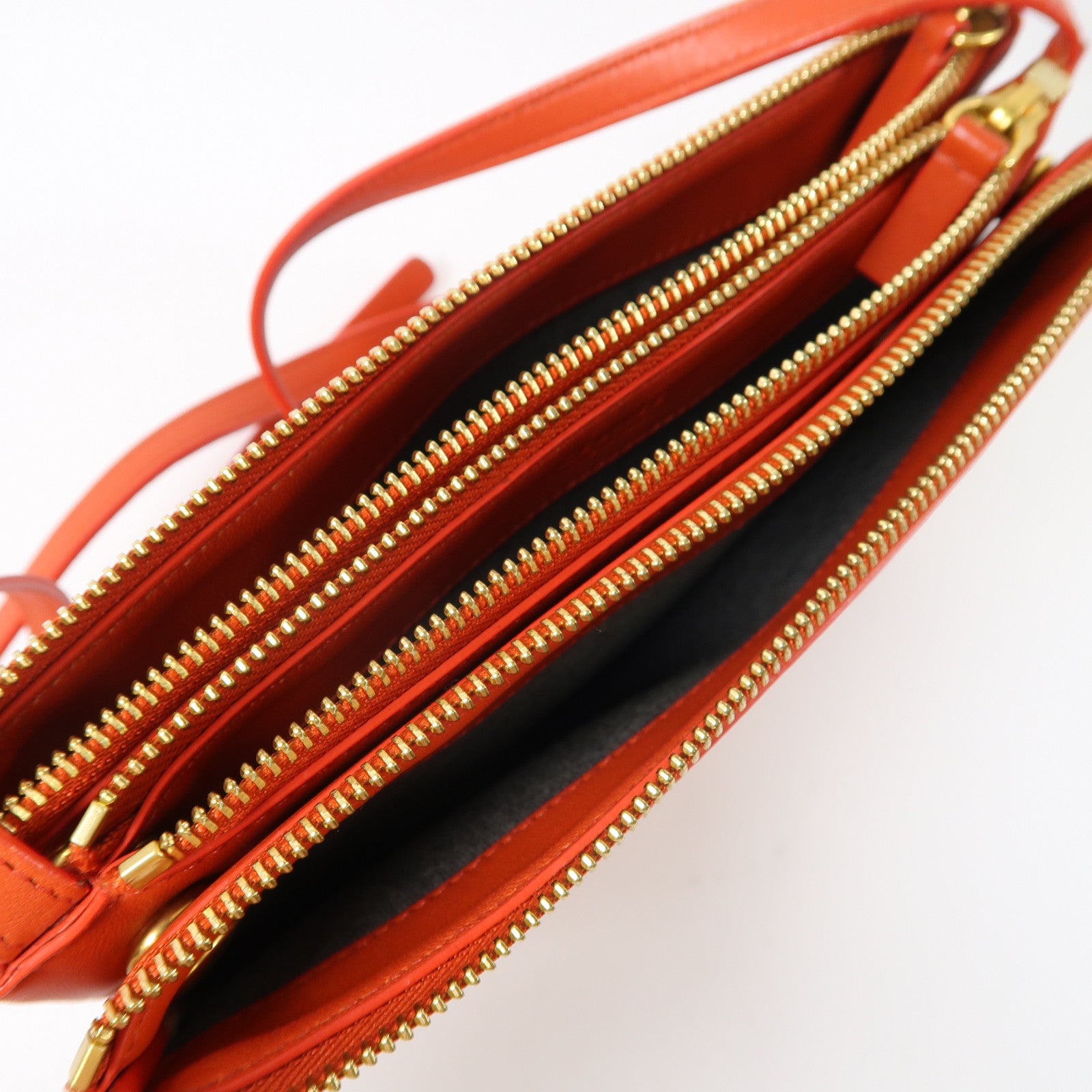 CELINE 【激減優惠】羊皮皮革Trio金扣肩背袋紅色