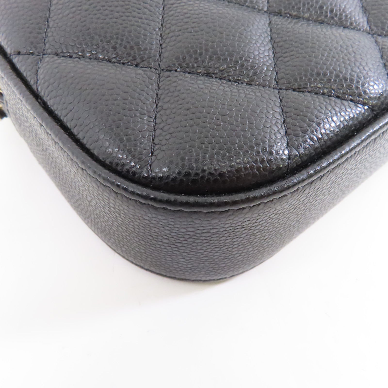 CHANEL 菱格牛皮皮革Chain Shoulder金扣鏈帶肩背袋黑色