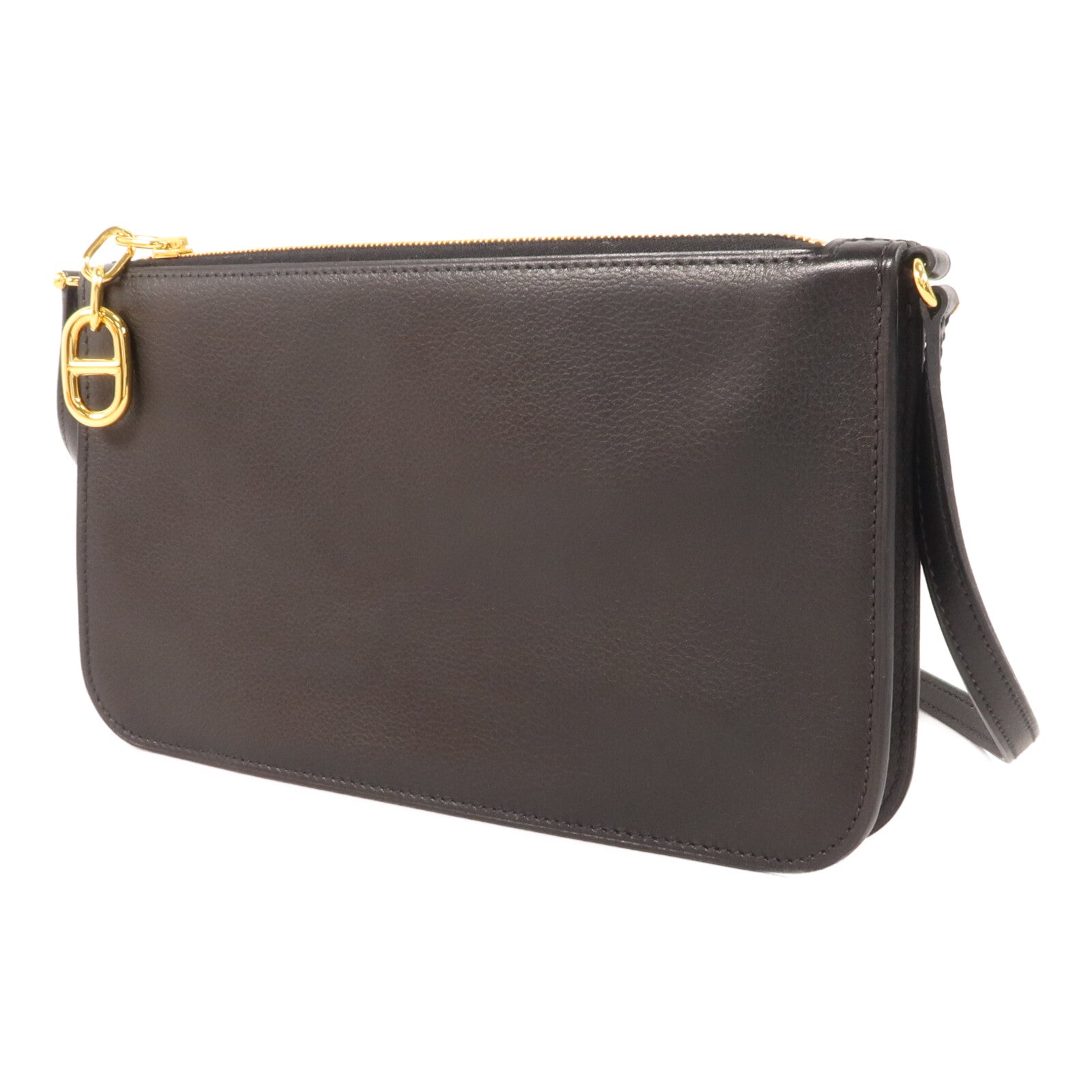 HERMES Evergrain皮革Zipengo Chaine d'Ancre To Go Pouch肩背袋Noir