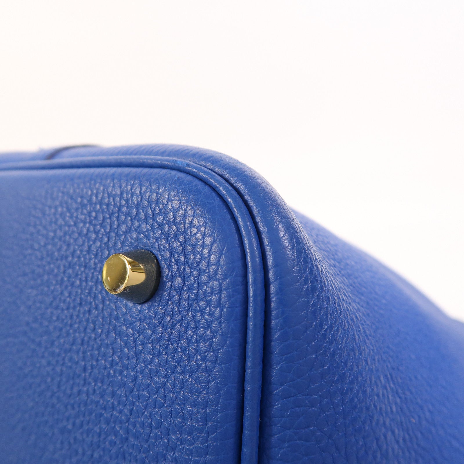 HERMES Clemence皮革Picotin MM金扣手挽袋Bleu France