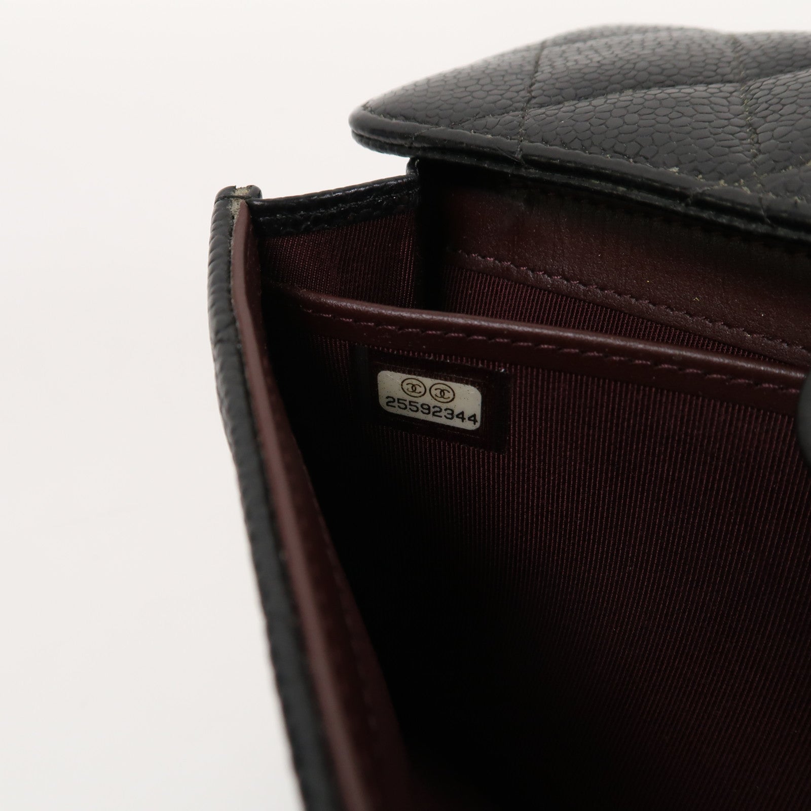 CHANEL Caviar皮革Long Wallet金扣長錢包黑色