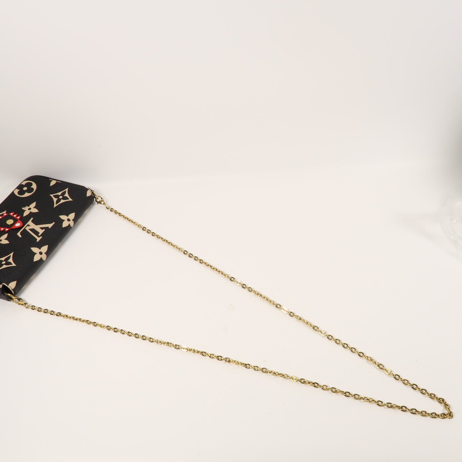 LOUIS VUITTON Monogram Empreinte Felicie Pochette金扣鏈帶肩背袋黑色/米色