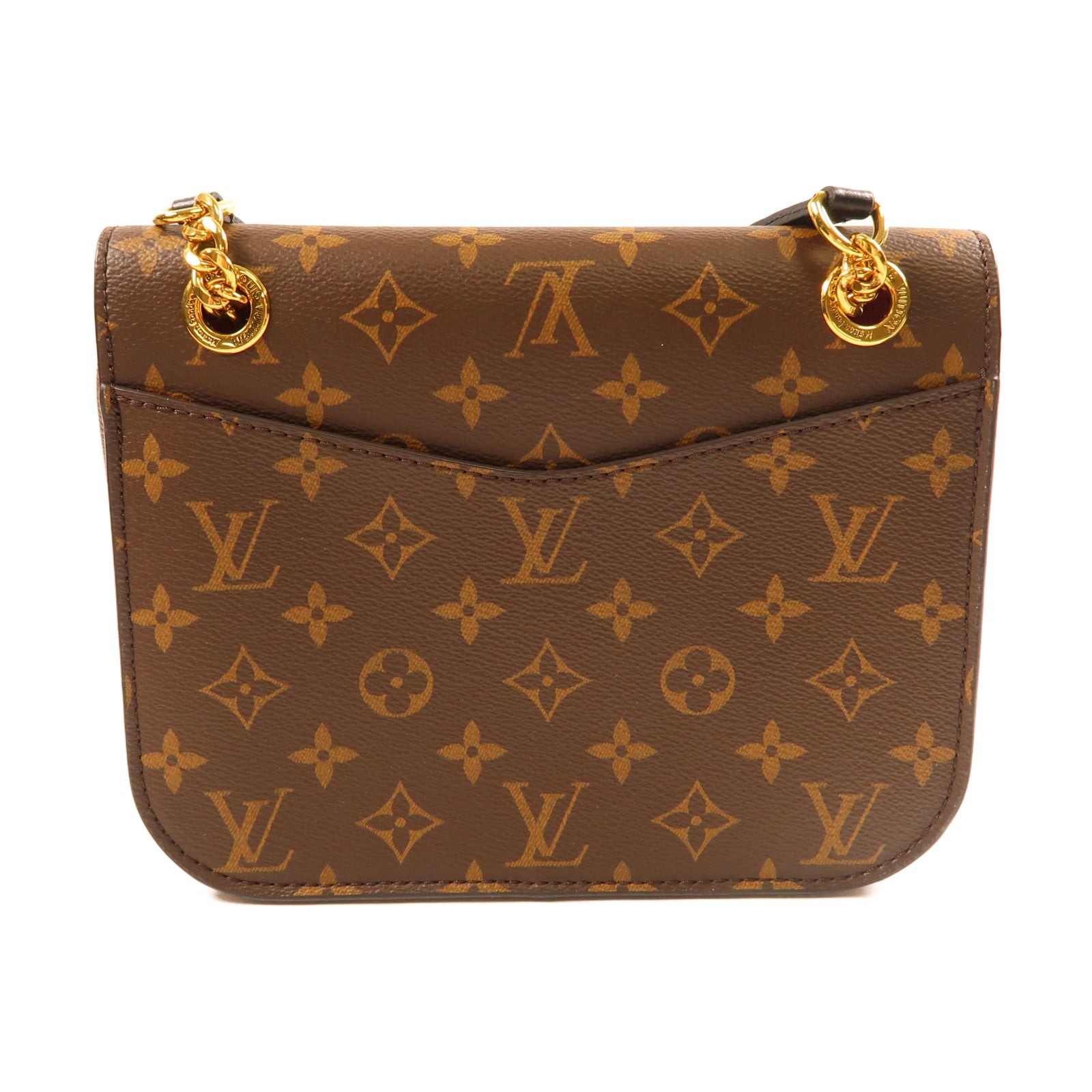 LOUIS VUITTON Monogram Passy金扣鏈帶肩背袋啡色