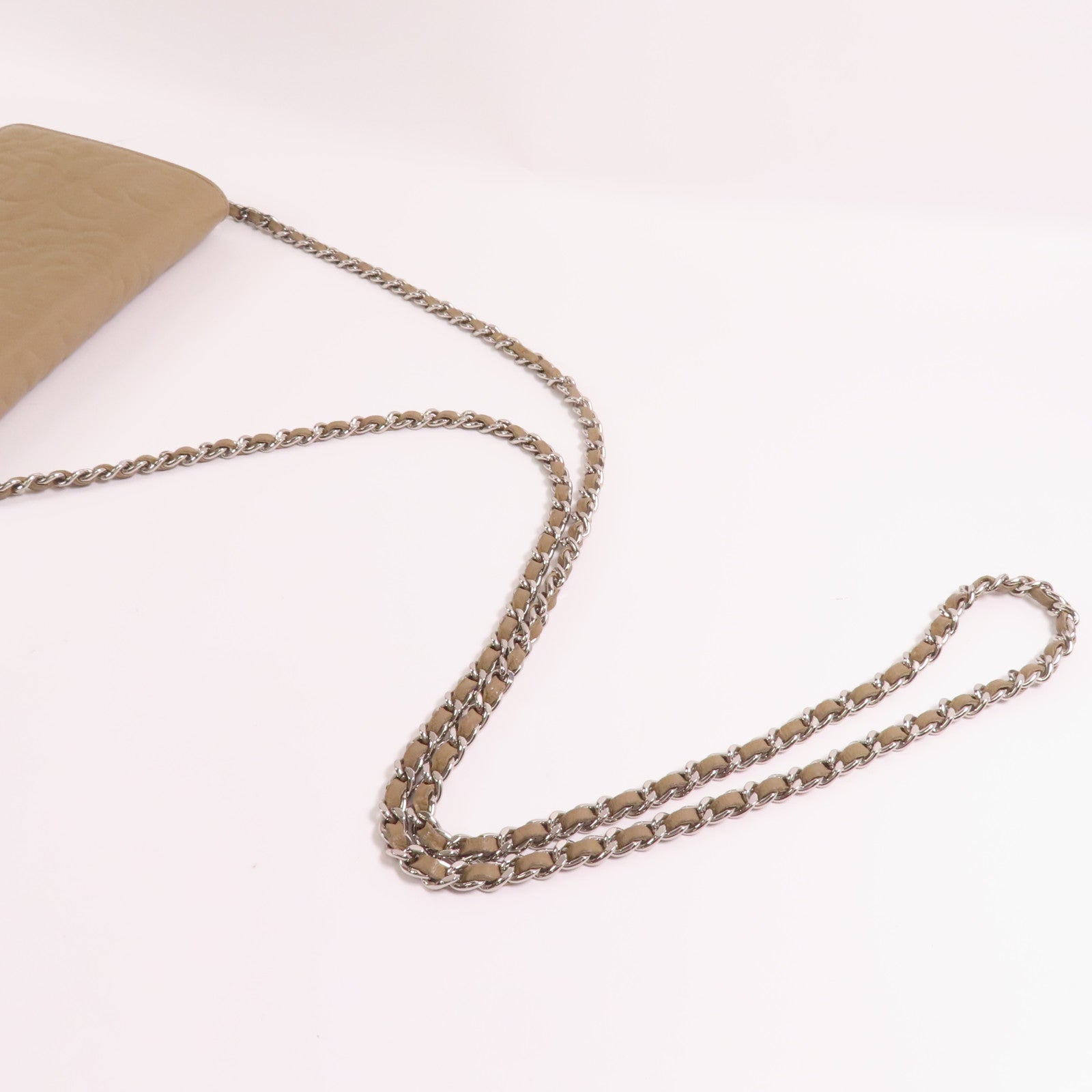 CHANEL 羊皮皮革WOC 19cm銀扣鏈帶肩背袋