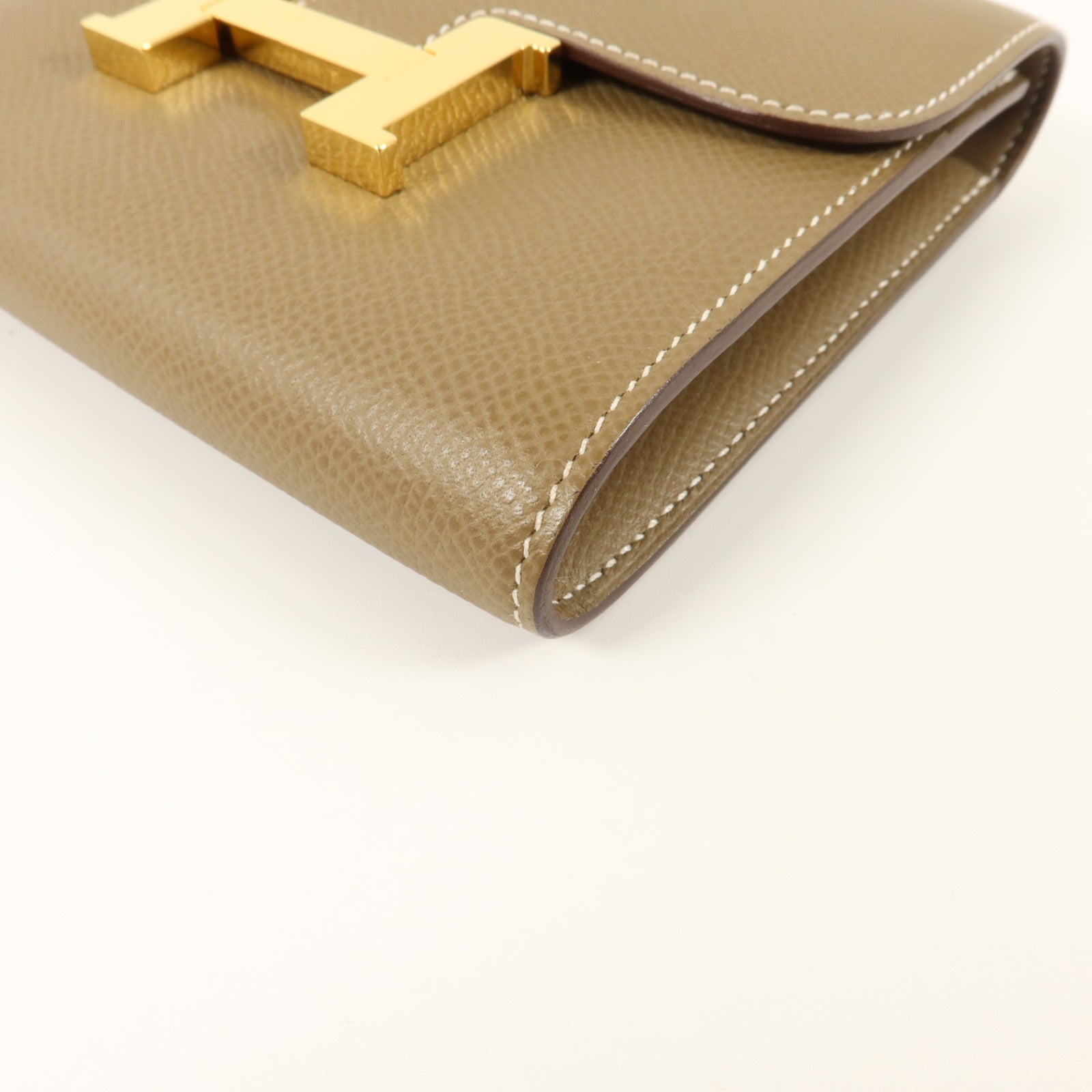 HERMES 【激減優惠】Epsom皮革Constance Compact Wallet錢包Etoupe