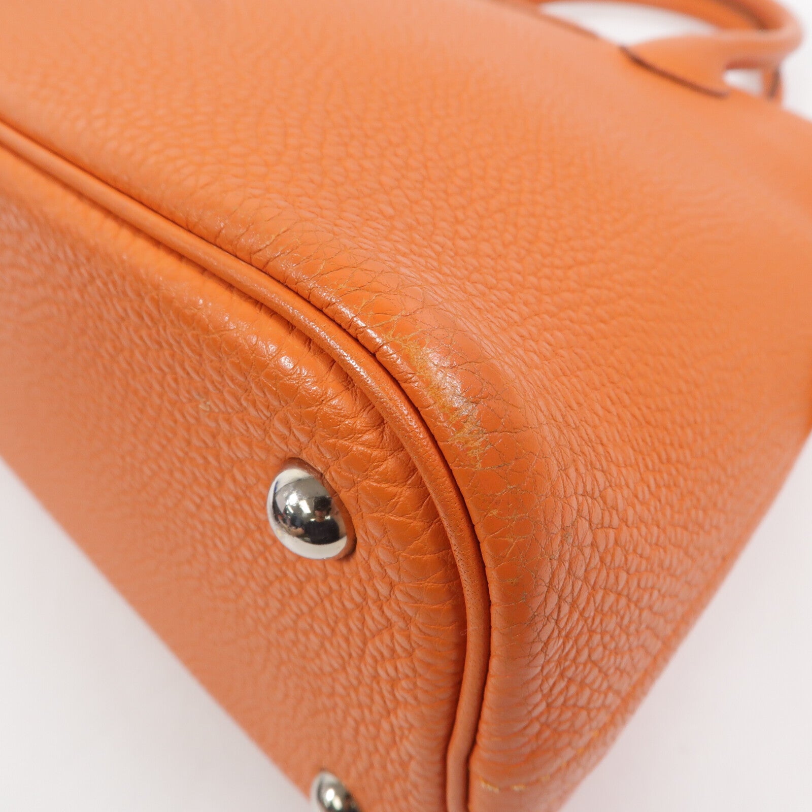 HERMES Clemence皮革Bolide 31手挽袋Orange